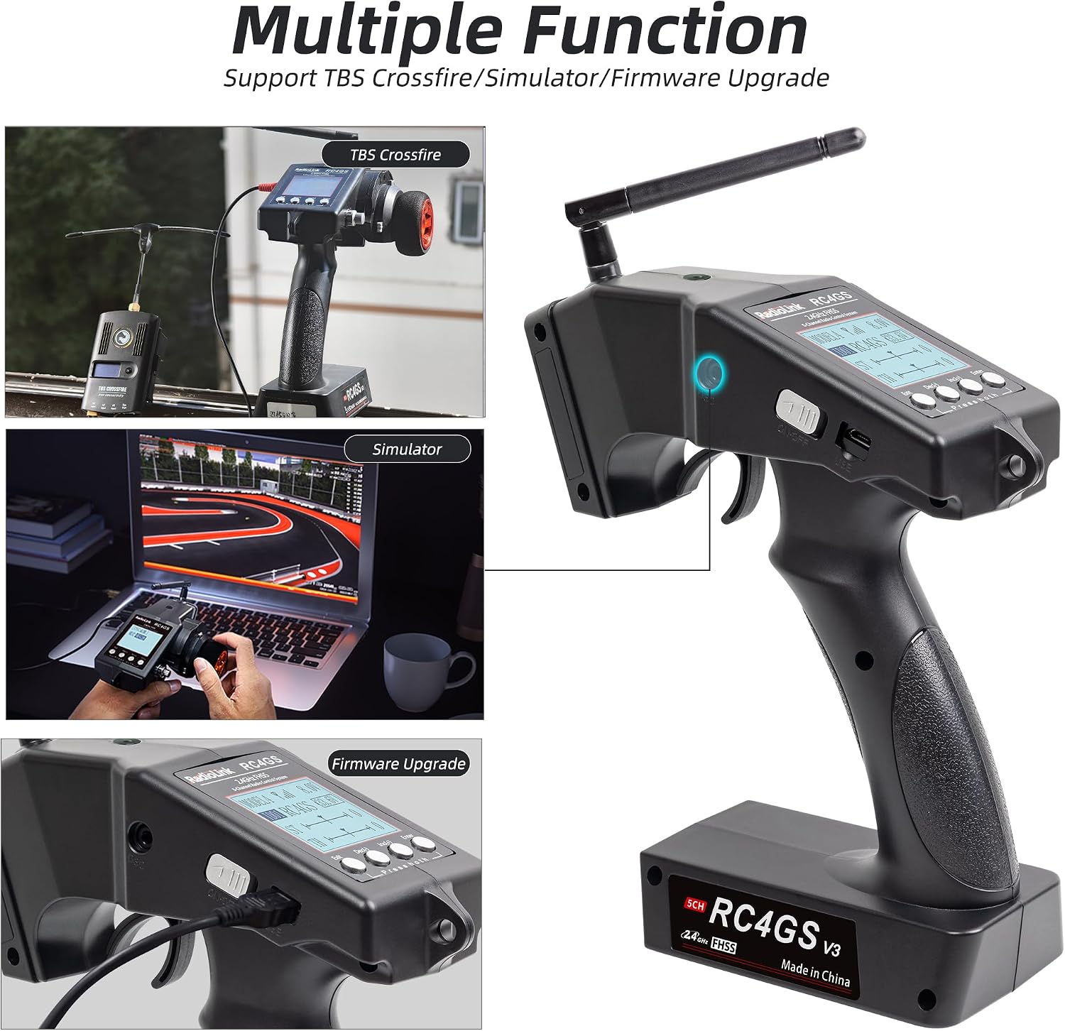 Radiolink RC4GS V3 5CH 2.4G RC Transmitter R6FG Gyro Receiver for Crawler | 2.4GHz Surface Radio Remote Controller Combo