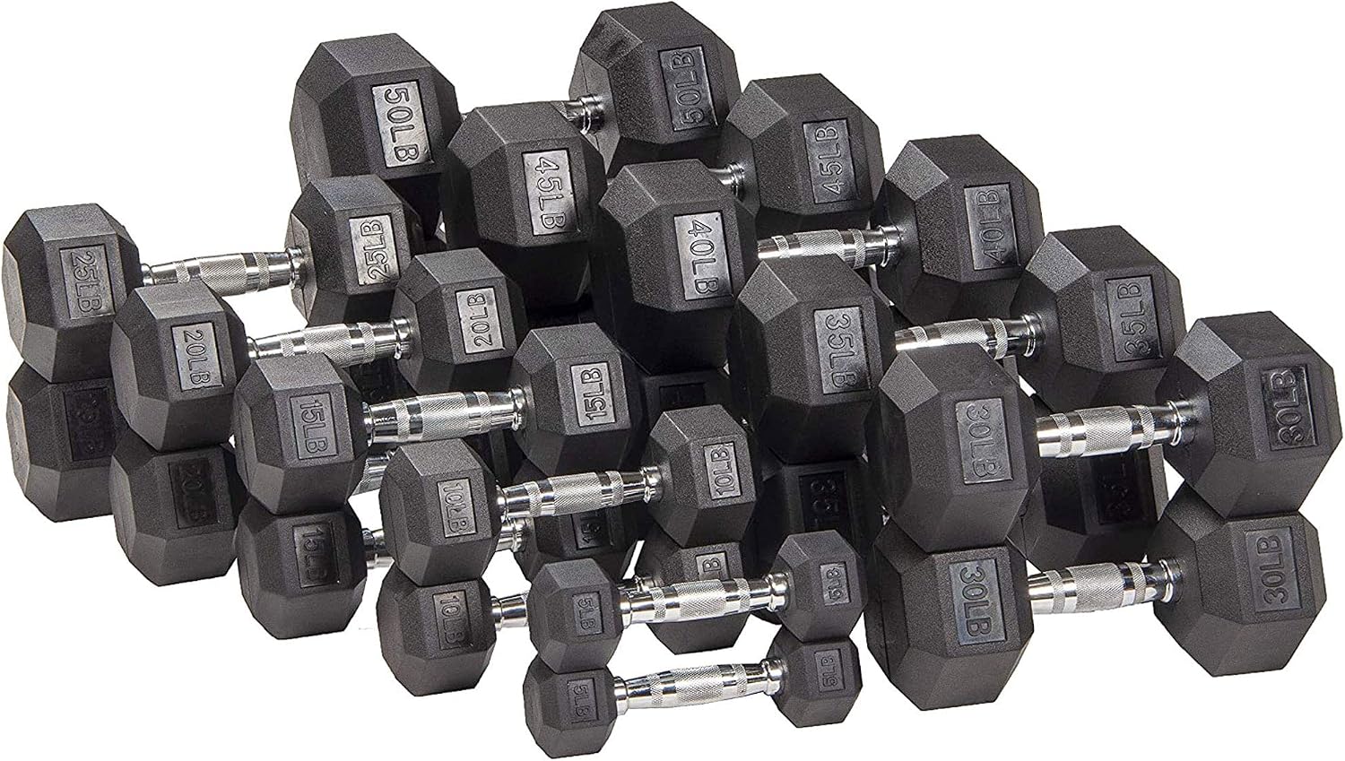 Rubber Encased Hex Dumbbell with Knurled Alloy Material Non-slip Handle, Basic Professional Dumbbell