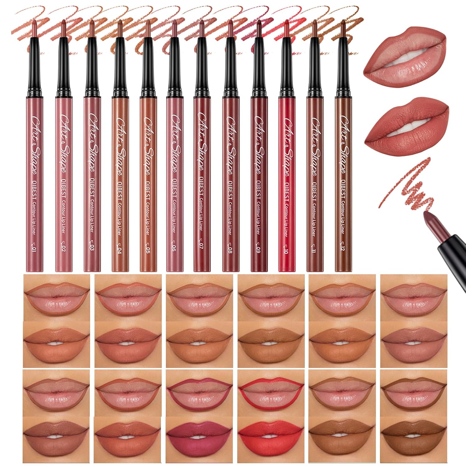 QiBest 7Pcs Matte Liquid Lipstick + 1Pcs Lip Plumper Makeup Set Kit, Pigmented Long Lasting Lip Gloss Set