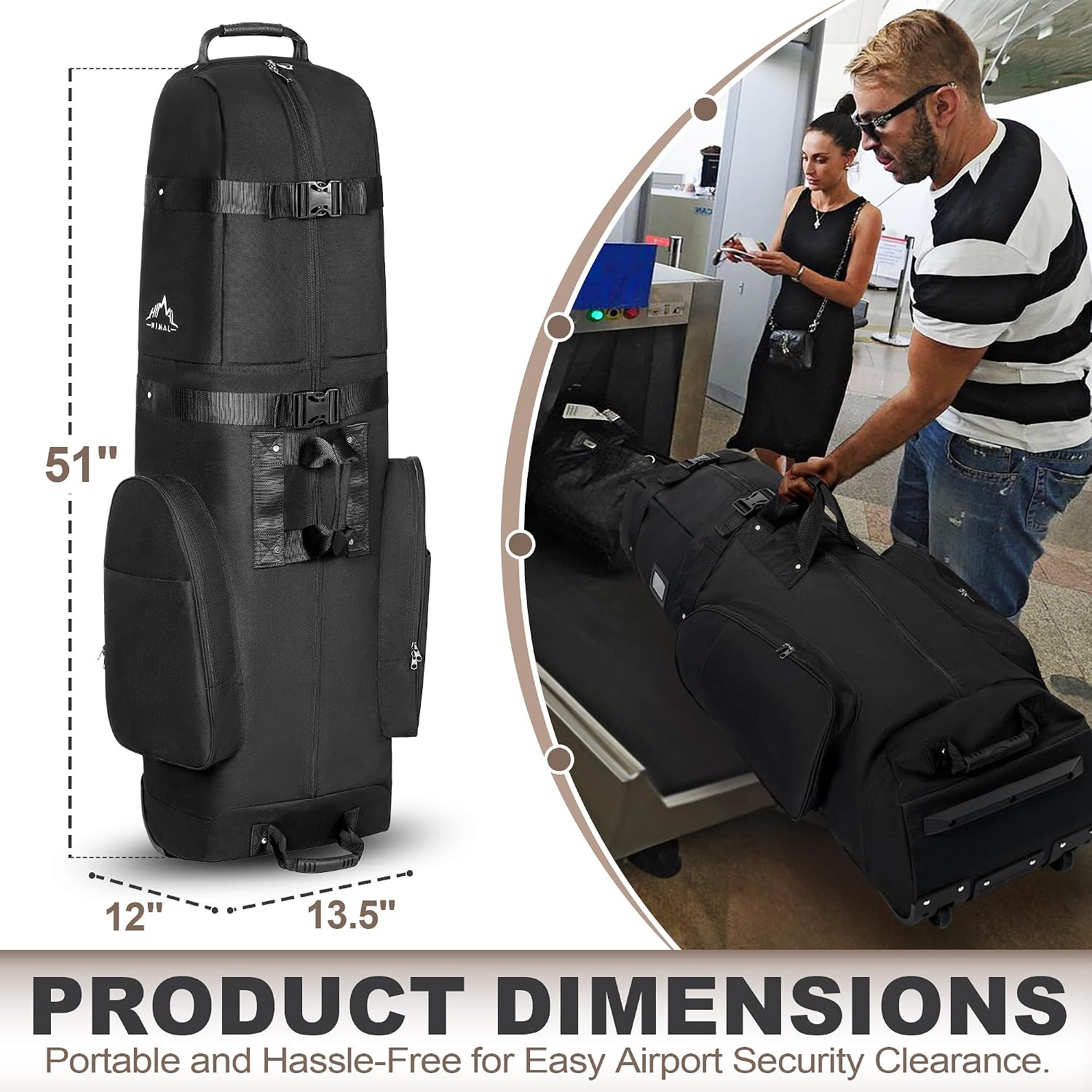 Golf Travel Bag - Heavy Duty 600D Polyester Oxford Wear-Resistant | Excellent Zipper Universal Size with Wheels
