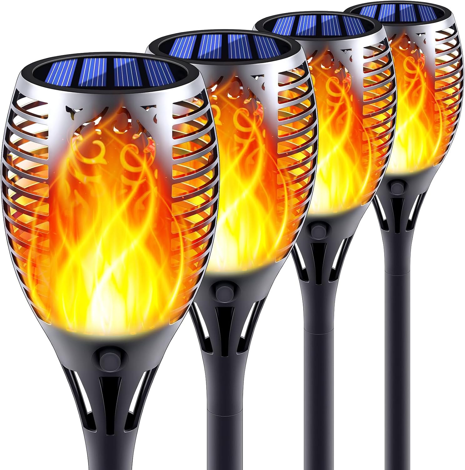 8 Pack Large Size Solar Flame Lights Outdoor with Flickering Flame