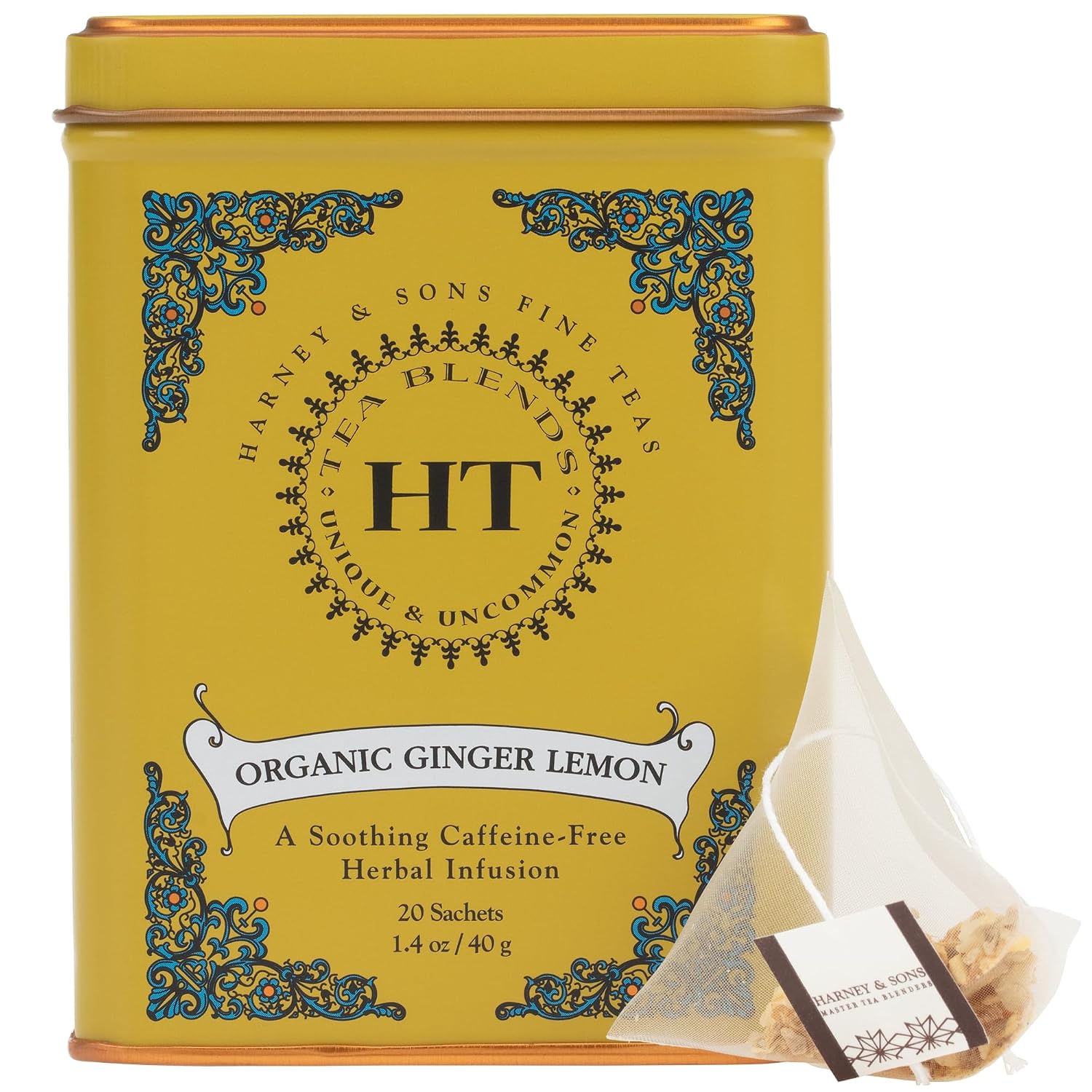 Harney & Sons HT Organic Supreme Green Tea, 20 Sachets, Tea Tin | Organic green tea with 20 sachets in a reusable tea tin. Caffeinated.