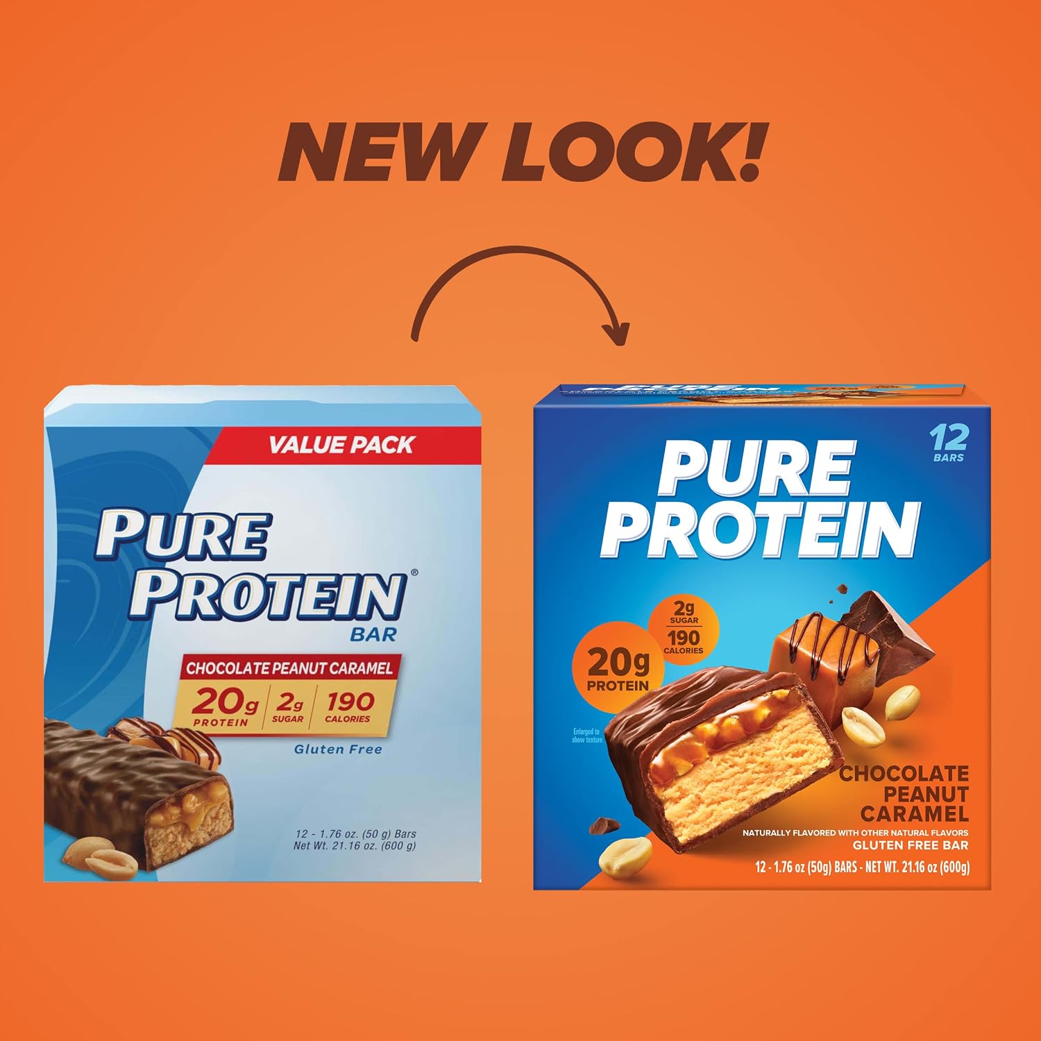 Pure Protein Chocolate Deluxe Protein Bars, 21g Protein, Gluten Free, 12 Ct