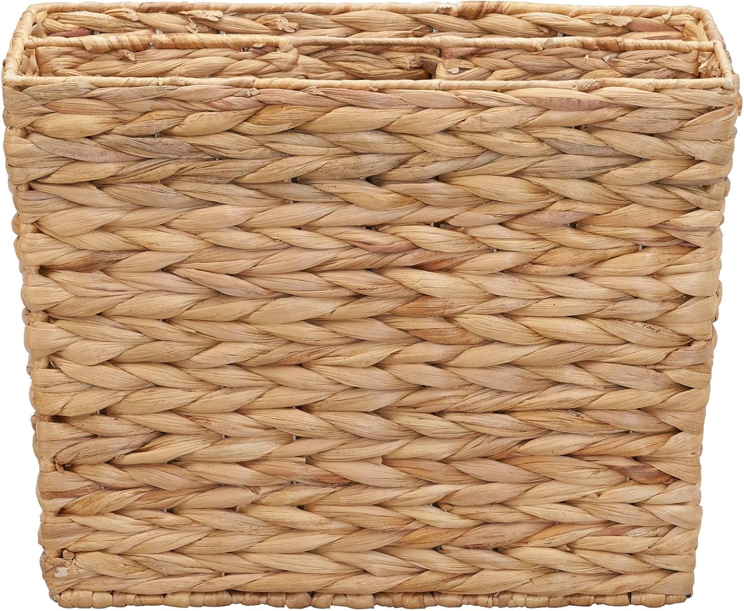 Household Essentials Wicker Magazine Rack, Handwoven Seagrass, Strong Metal Wire Frame, Built-In Handle and Divider, Lightweight, Contemporary, Great for Puzzle Books, Mail and More, Natural
