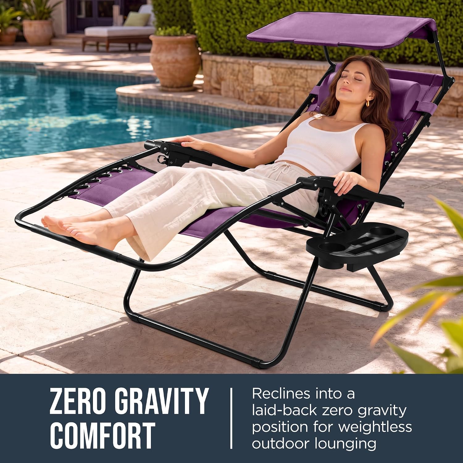 Best Choice Products Oversized Padded Zero Gravity Chair, Folding Outdoor Patio Recliner, XL Anti Gravity Lounger for Backyard w/Headrest, Cup Holder