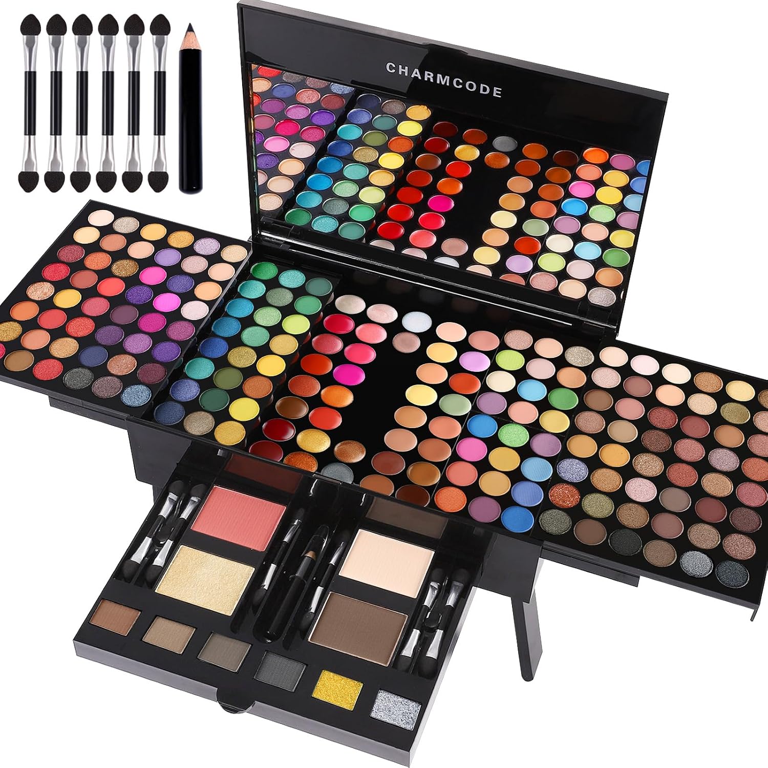 CHARMCODE 190 Colors Cosmetic Make up Palette Set Kit Combination with Eyeshadow Facial Blusher Eyebrow Powder Face Concealer Eyeliner Pencil A