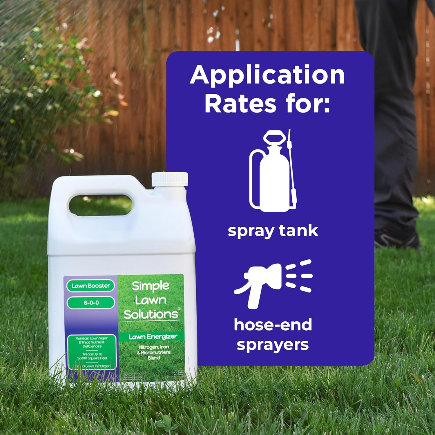 Commercial Grade Lawn Fertilizer with Iron- Liquid Fertilizer Spray- Nitrogen and Iron for Deeper Green Turf- Any Grass Type - Simple Lawn Solutions - Lawn Energizer - 32 Ounce