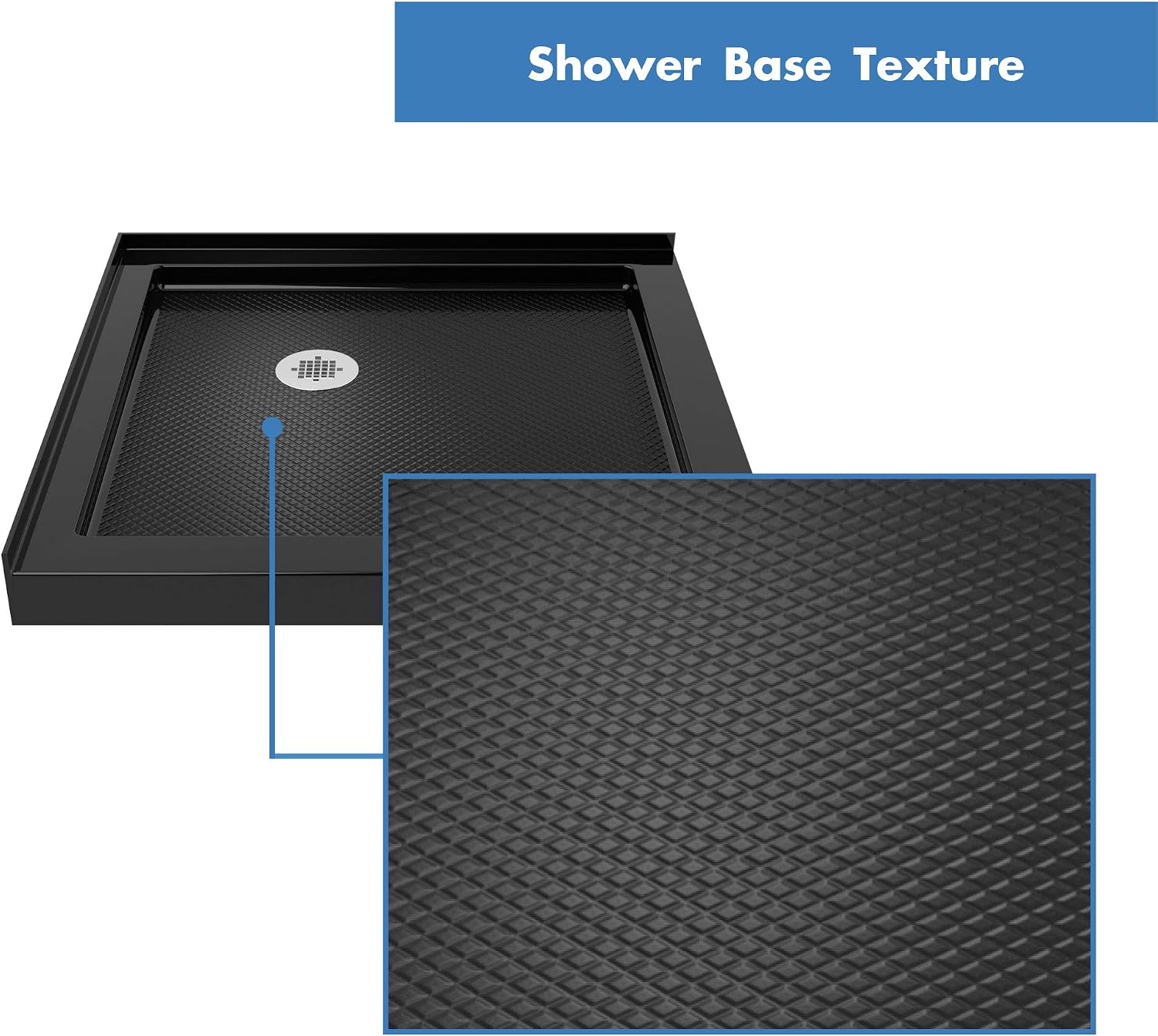 DreamLine SlimLine 34 in. D x 48 in. W x 2 3/4 in. H Right Drain Double Threshold Shower Base in White, DLT-1034482