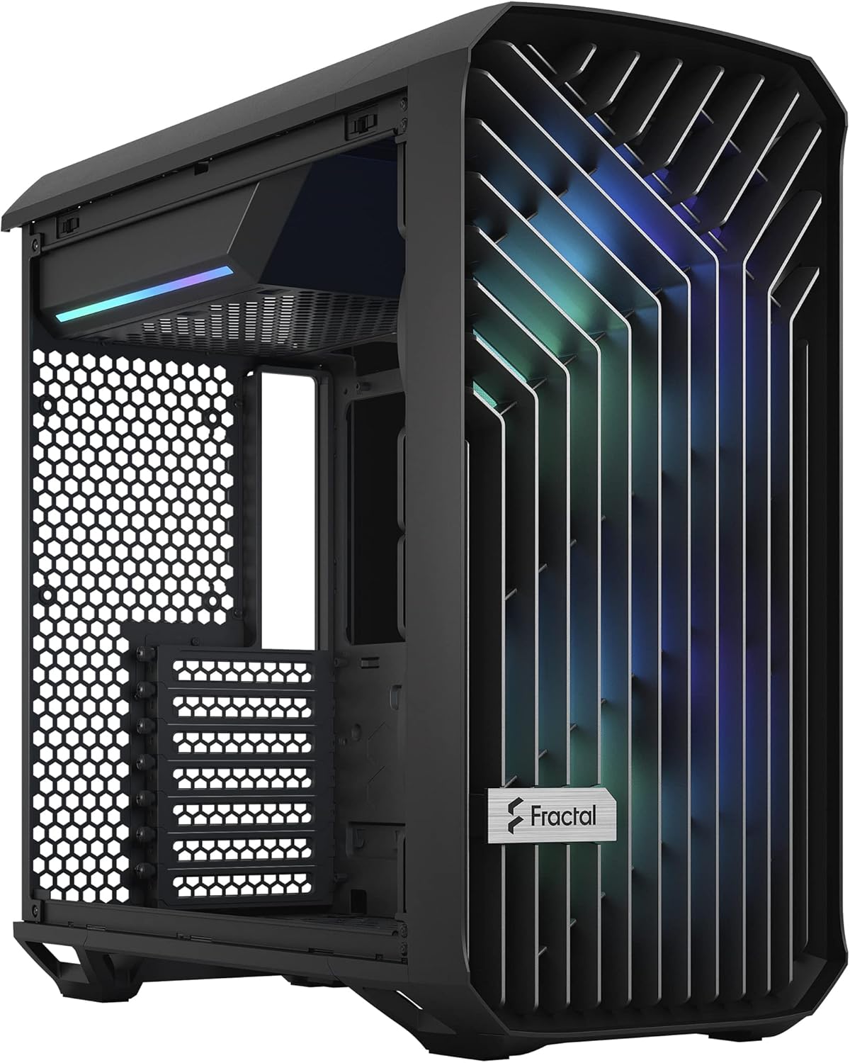Fractal Design Torrent Compact RGB Black - Light Tint Tempered Glass Side Panels - Open Grille for Maximum air Intake - Two 180mm RGB PWM Fans