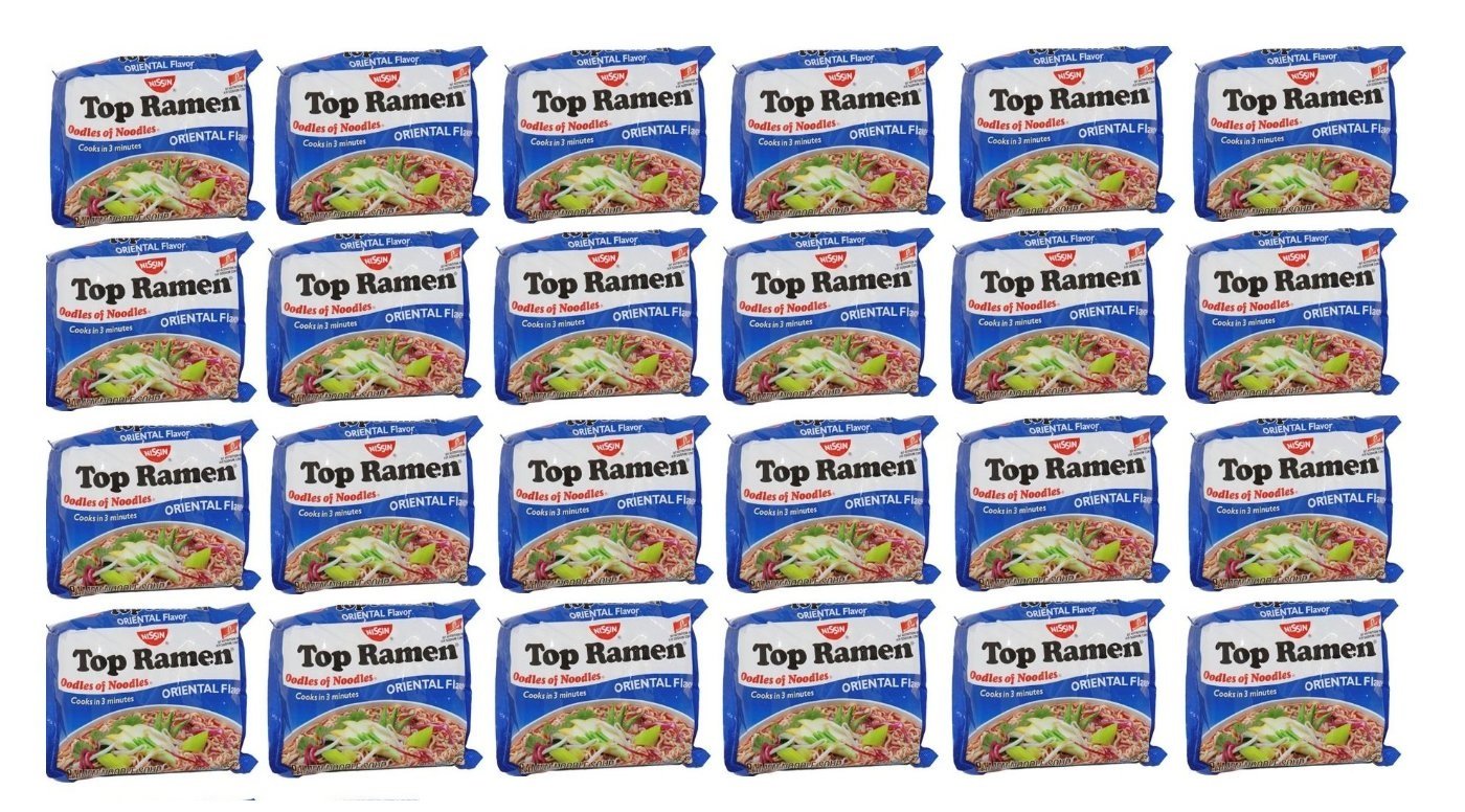 Nissin TOP Ramen Noodle Soup ORIENTAL Flavor with Og Trans FAT for Best in Ramen Instant Noddle Soup- 24 Pack of 3 Oz Bags