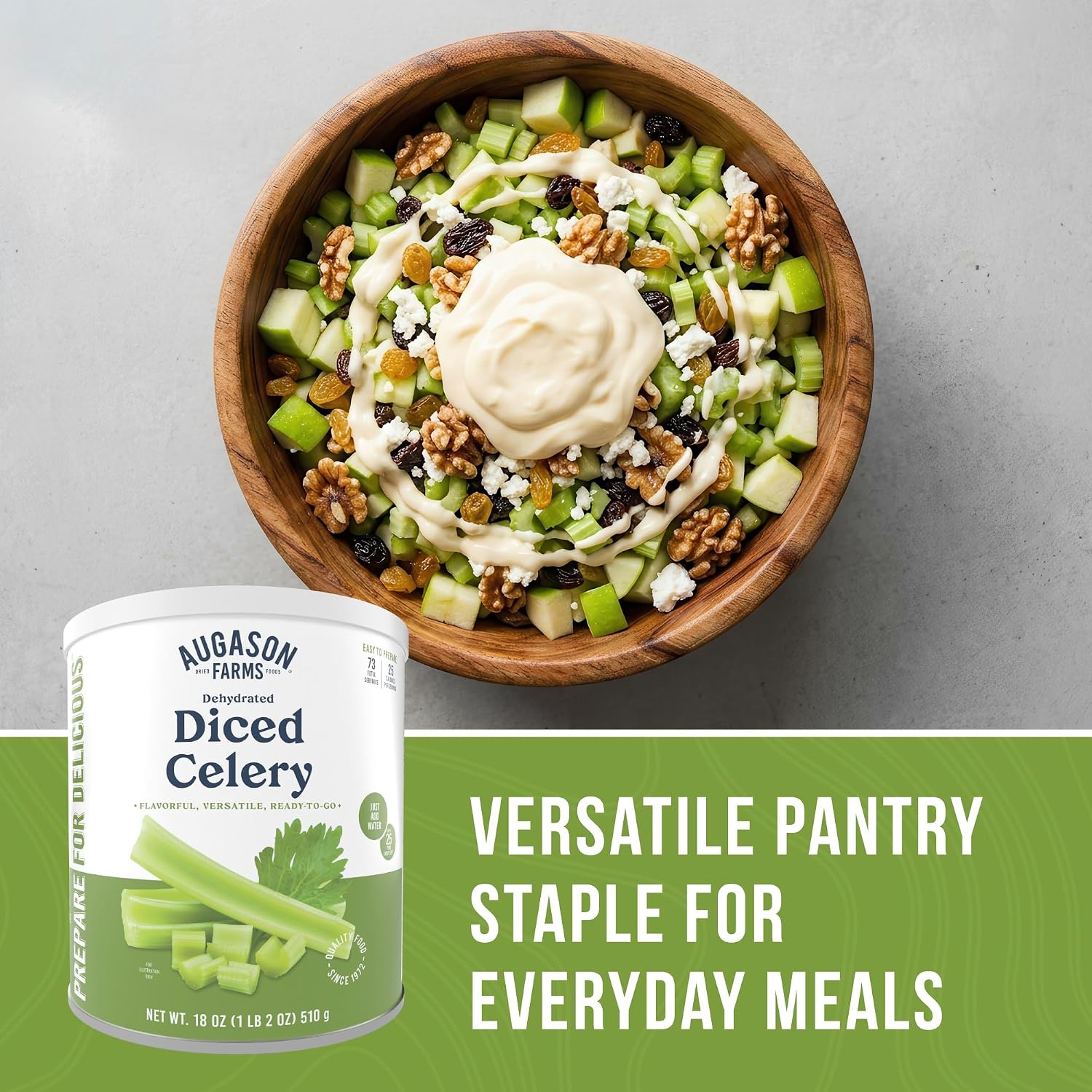 Augason Farms Dehydrated Diced Celery Can | Emergency Food Supply, 73 Servings, 25 Year Shelf Life, Great for Cooking and Snacks, Dehydrated Meals