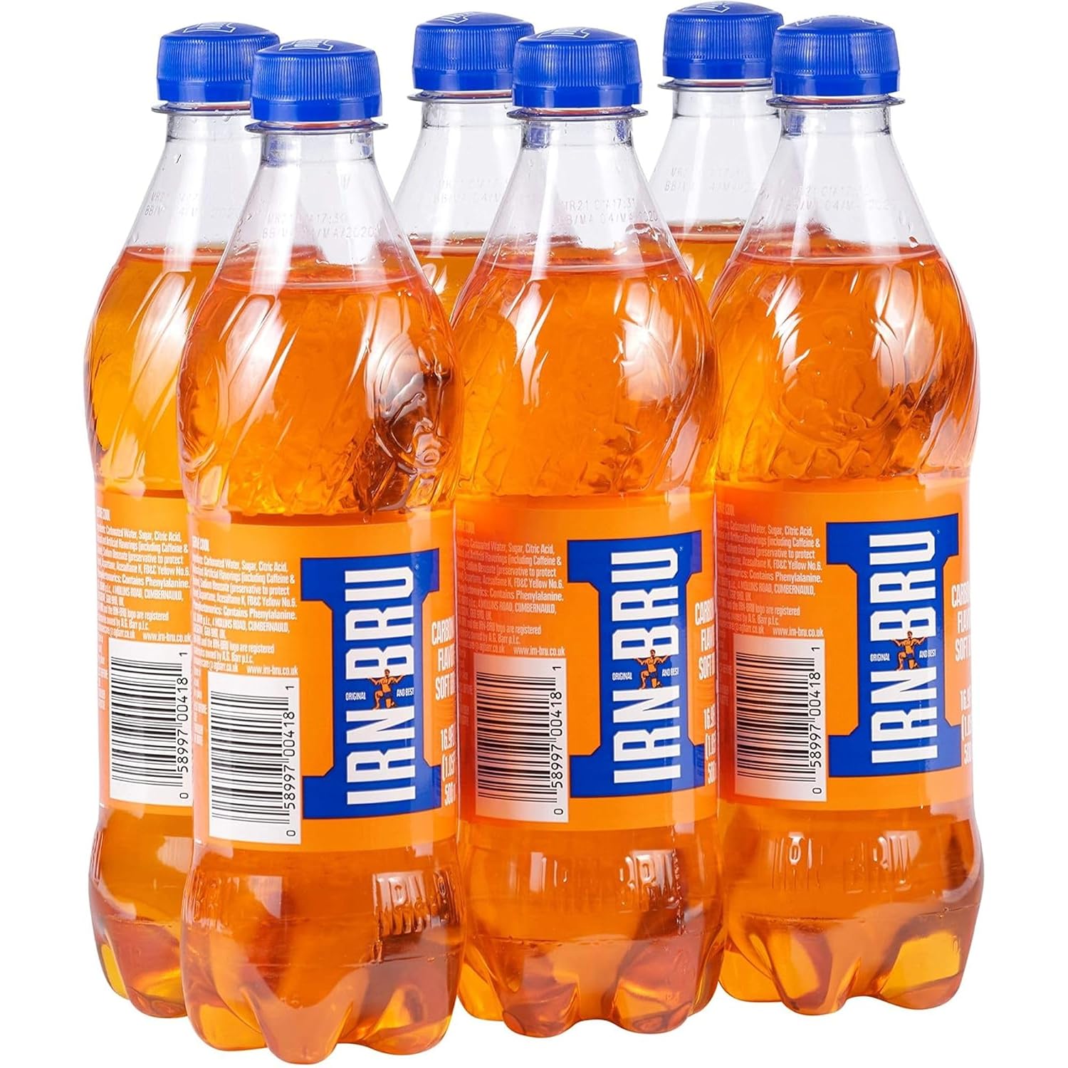 IRN-BRU Original Scottish Sparkling Soda, Citrus Flavored Carbonated Drink - Sparkling Flavored Soft Drink, 32 Flavor Recipe, 16.9 fl oz Bottles, Pack of 12