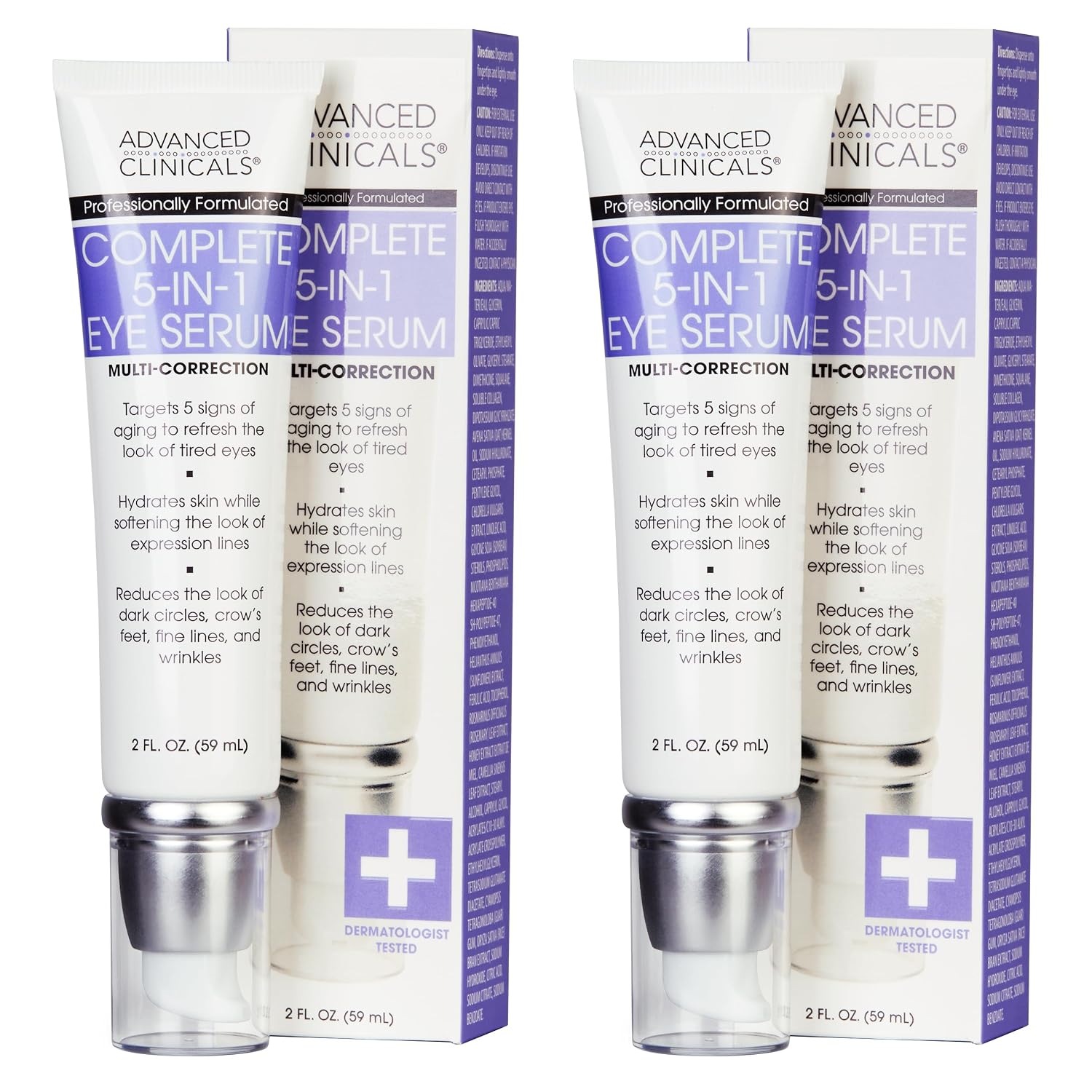 Advanced Clinicals Brightening Vitamin C Serum For Face With Glycolic Acid + Lactic Acid | Vitamin C Eye Serum Face Moisturizer For Improving Look Of Dark Spots & Uneven Complexion, 1.75 Fl Oz