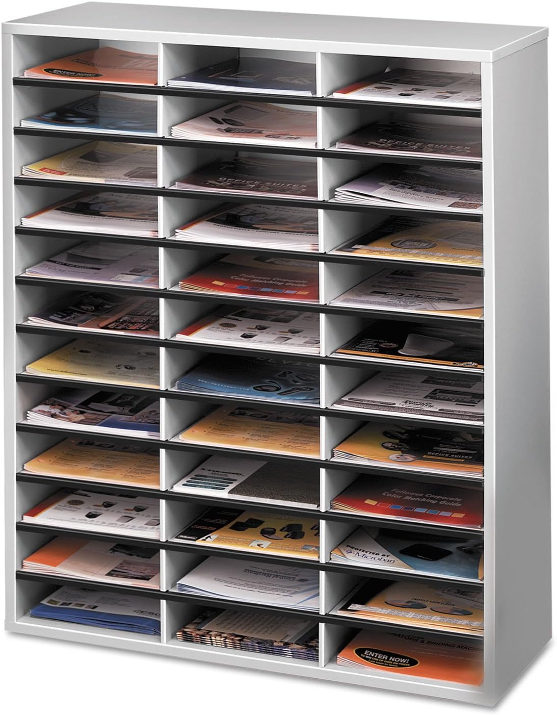 Fellowes 25061 Literature Organizer, 36 Sections Letter, 29 x 11 7/8 x 34 11/16, Dove Gray