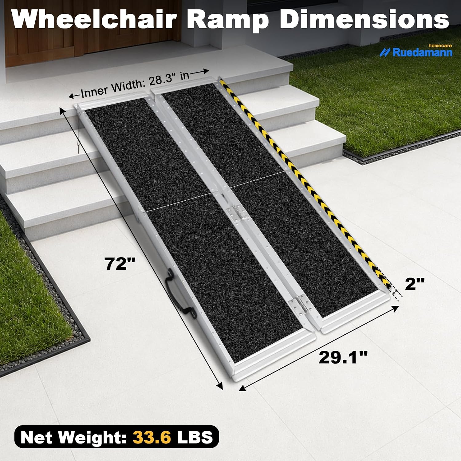 Ruedamann 2 FT Portable Wheelchair Ramp, 30" Wide