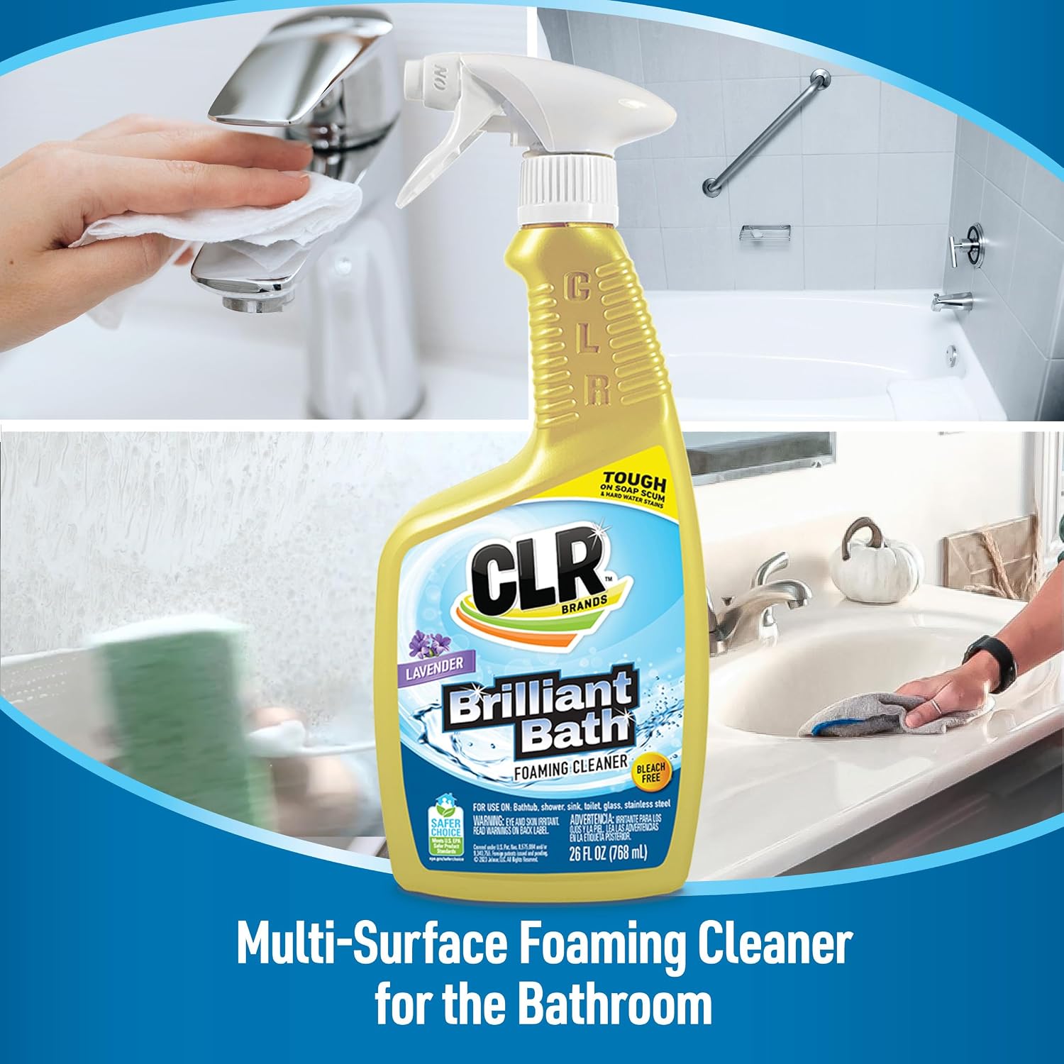 CLR Brilliant Foaming Action Bathroom Cleaner Spray 26 oz. Bottle 2 Pack