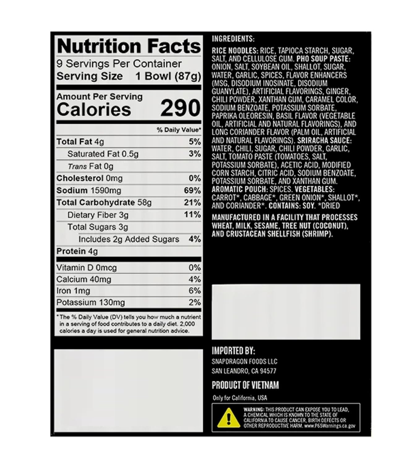 Snapdragon Vietnamese Pho Bowls (9 X 2.1 Oz)Total Net Wt (18.9 Oz),, ()