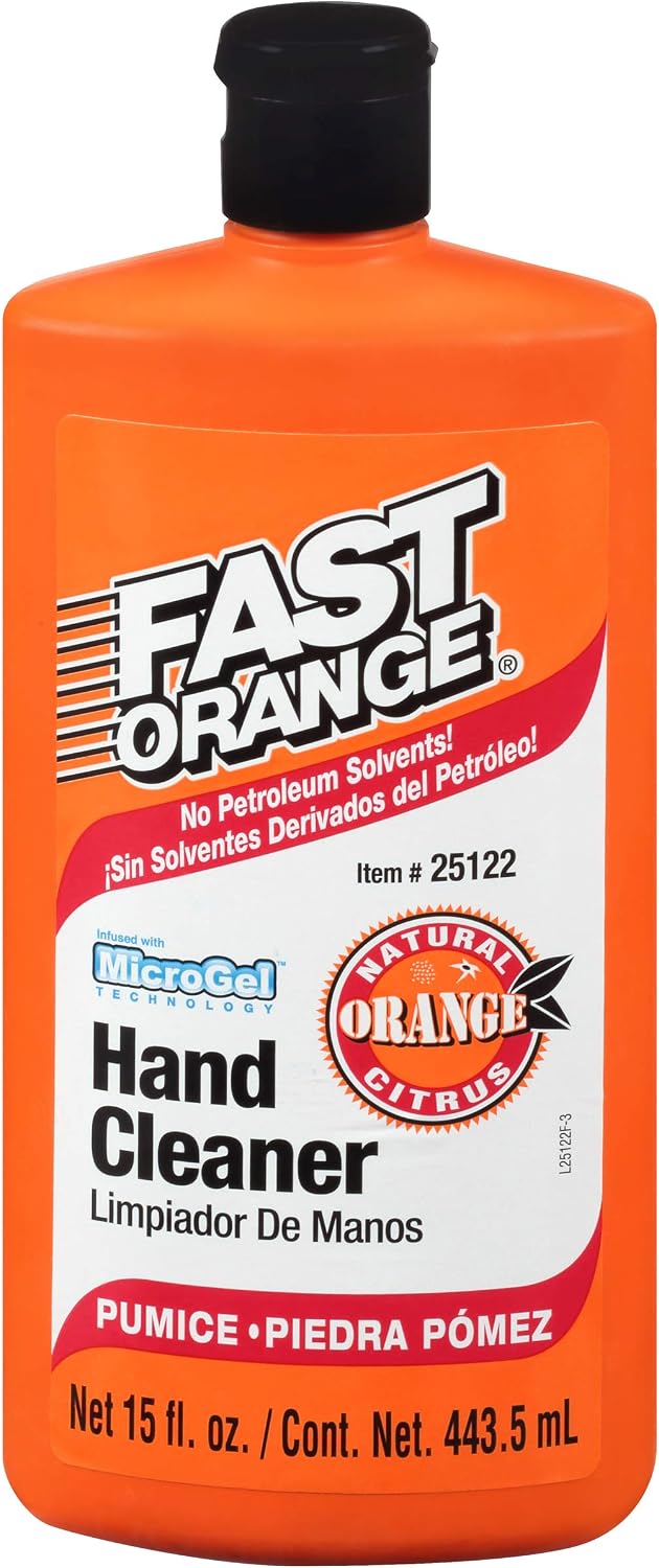 Fast Orange 25219 Pumice Lotion, Heavy Duty Hand Cleaner, Natural Citrus Scent, Waterless Cleaner for Mechanics, Strong Grease Fighter, 1 Gallon