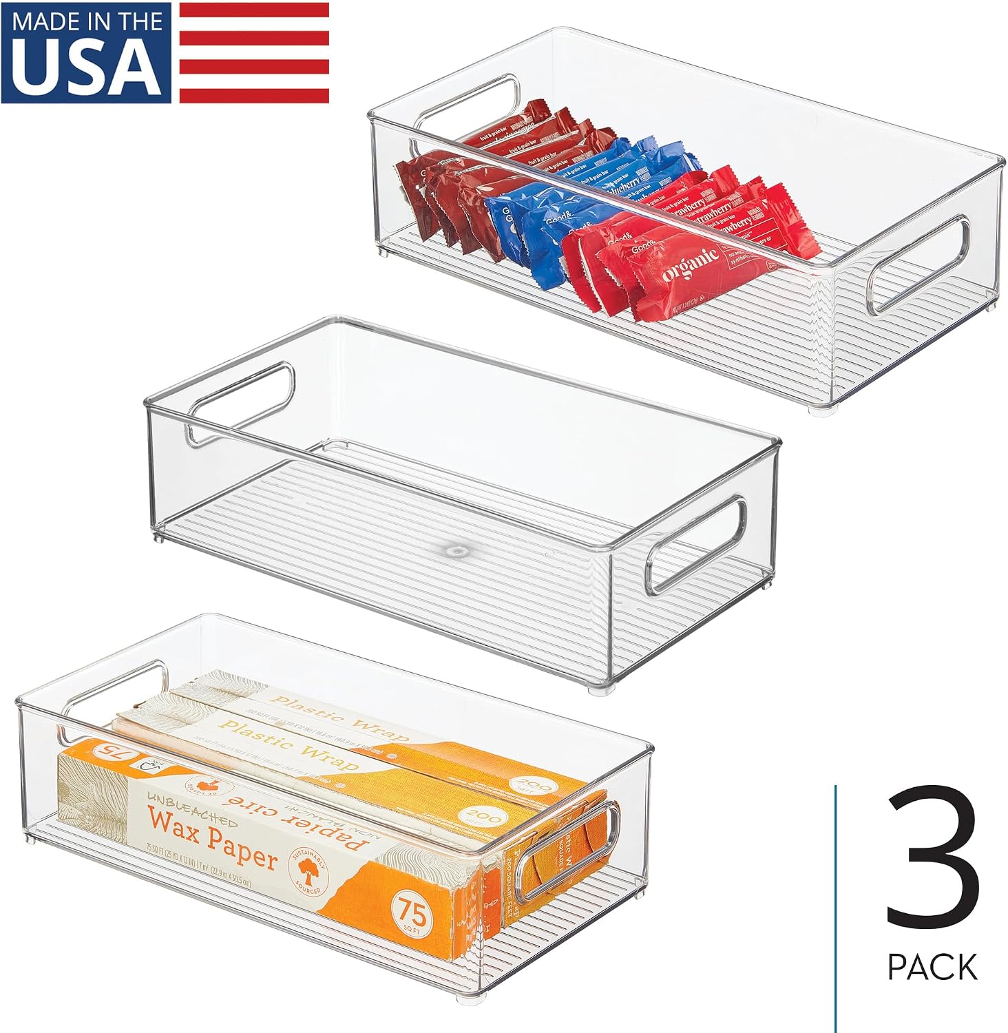 iDesign Stackable Fridge Bin | Storage Bin for Freezer or Pantry Organization, Clear, Made in USA