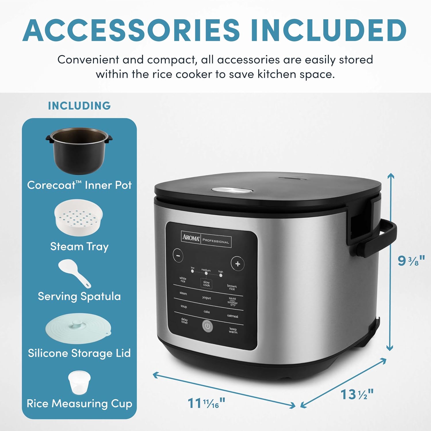 AROMA Digital Rice Cooker, 4-Cup (Uncooked) / 8-Cup (Cooked), Steamer, Grain Cooker, Multicooker, 2 Qt, Stainless Steel Exterior, ARC-914SBD