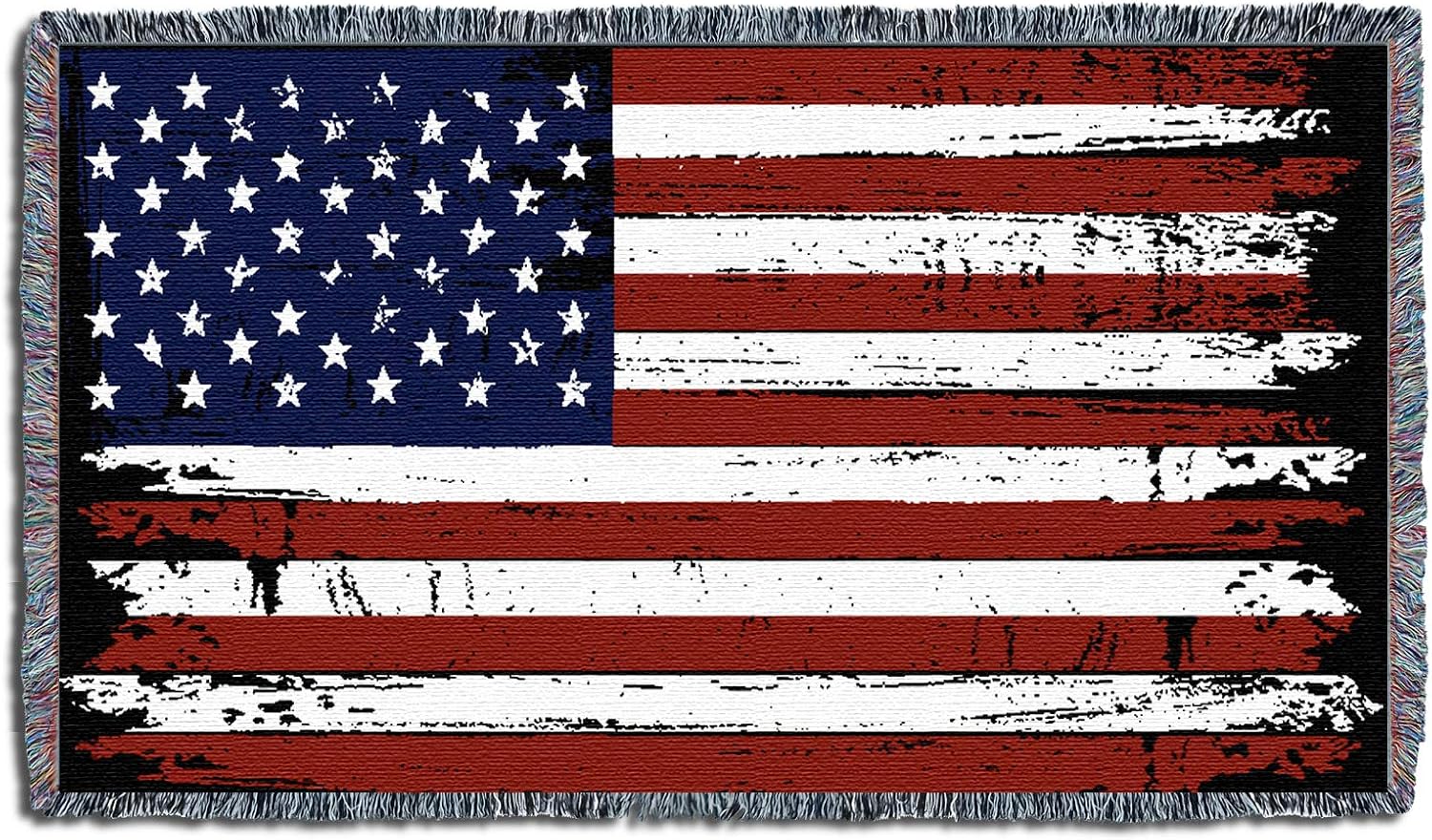 United States American Flag Blanket - Gift Soft Tapestry Throw Woven from Cotton - Made in The USA (69x48)