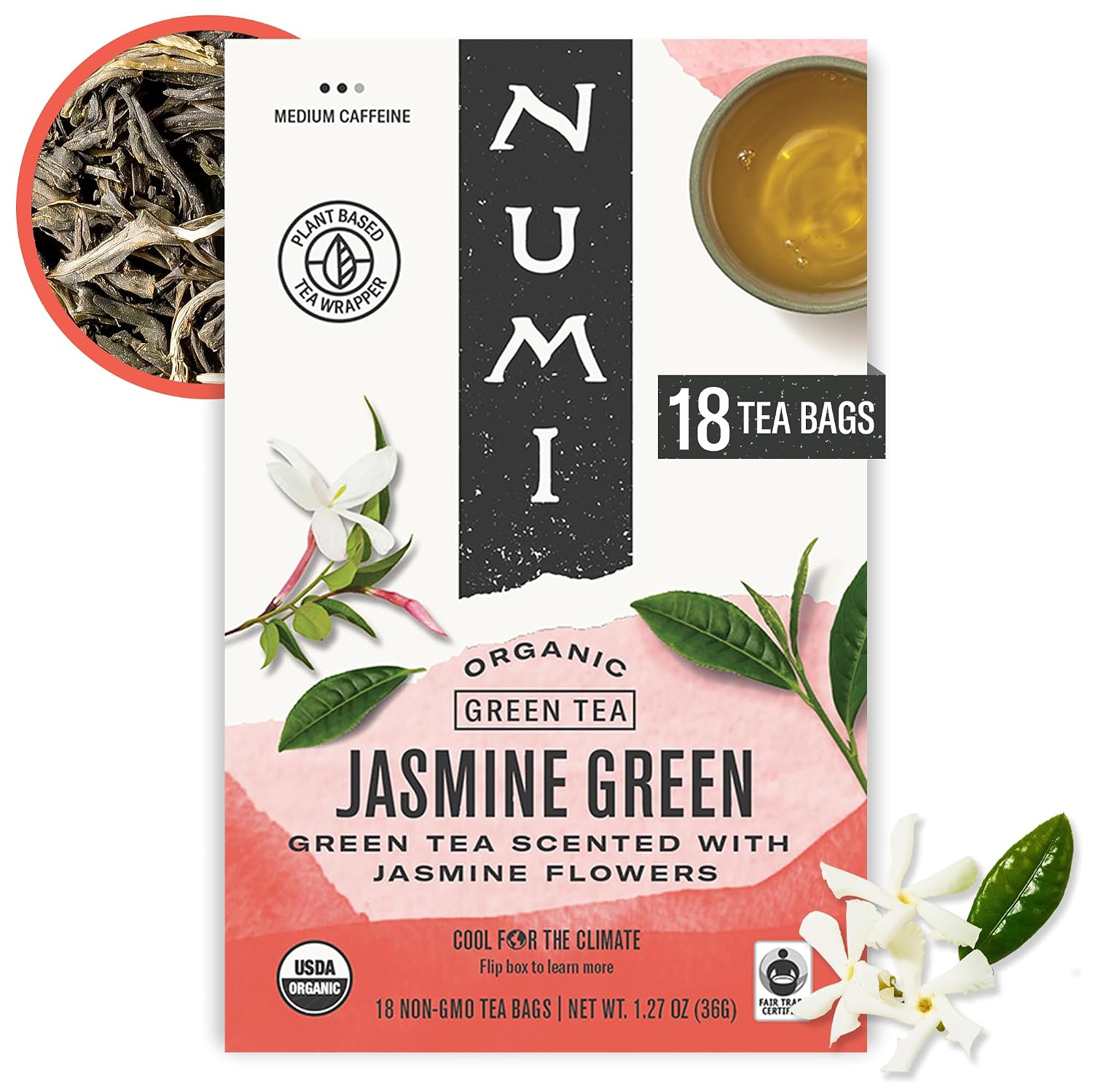 Numi Organic Gunpowder Green Tea – 54 Green Tea Bags – Bold, Smooth Flavor, Packed with Antioxidants, Naturally Energizing, Microplastic-Free Tea Bags