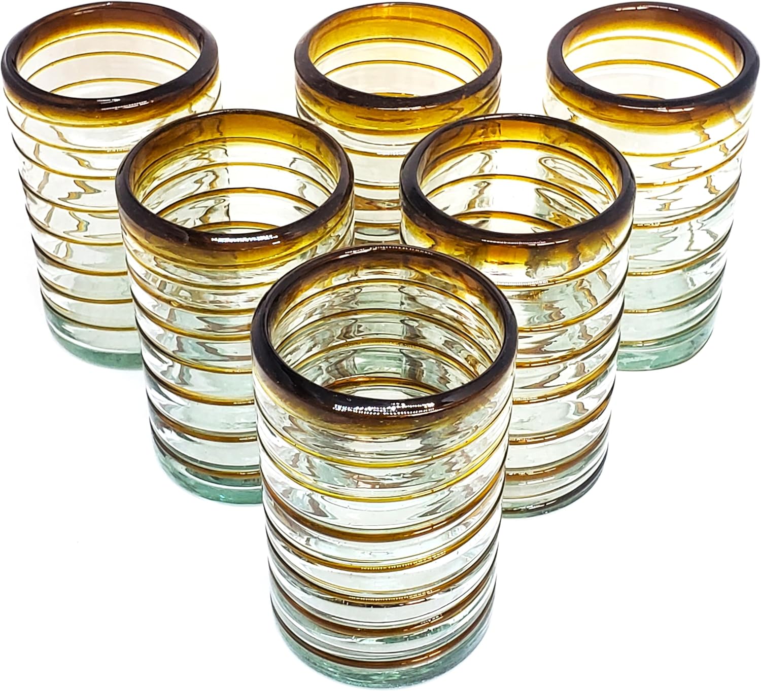 Cobalt Blue Spiral 14 oz Drinking Glasses (set of 6), Recycled Glass, Lead-free, Toxin-Free (Drinking)