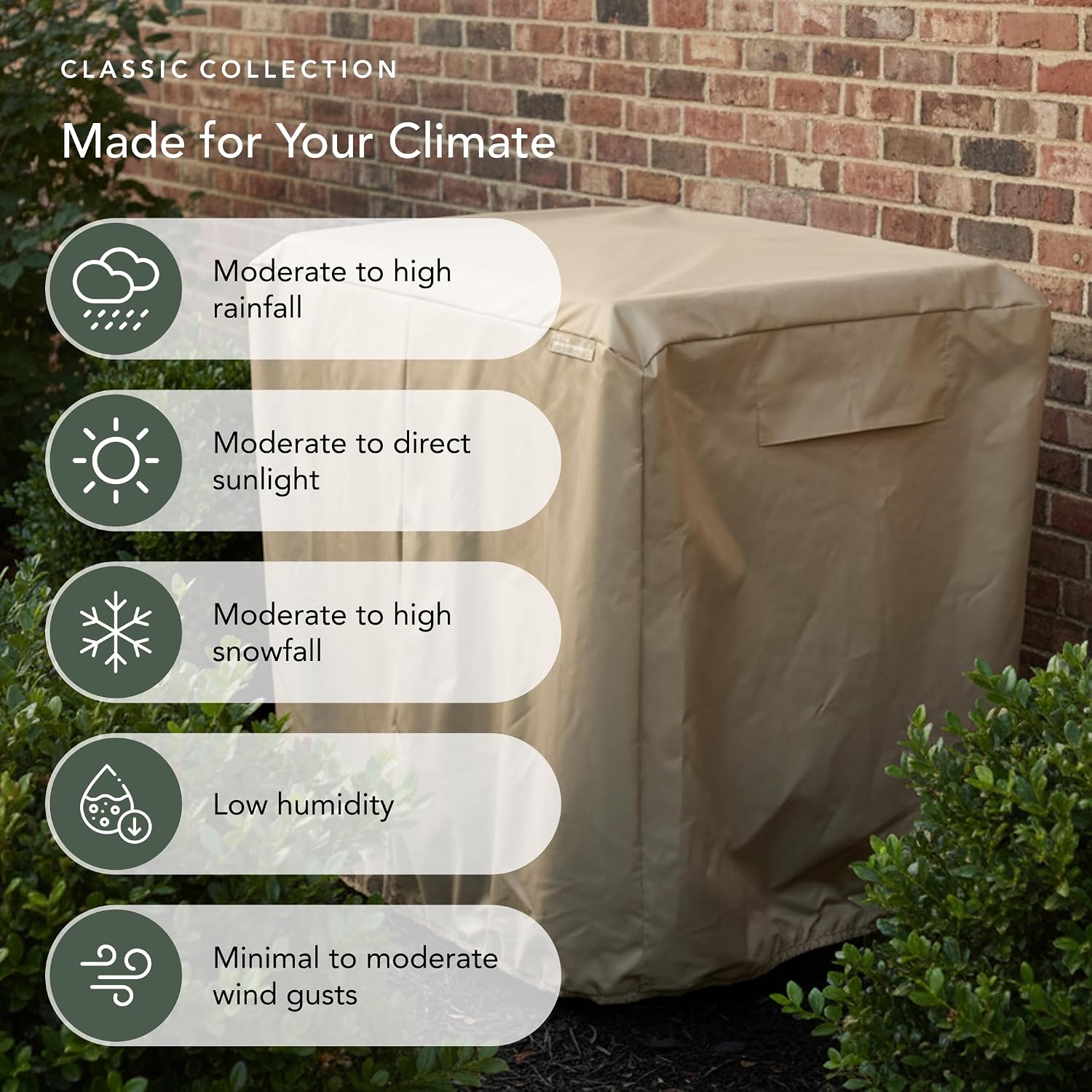 Covermates Classic Heavy-Duty Air Conditioner Cover - Durable All-Weather Protection for Outdoor Central AC Units - Water-Resistant 12-Gauge Vinyl Shell, 26W x 26D x 32H, Green