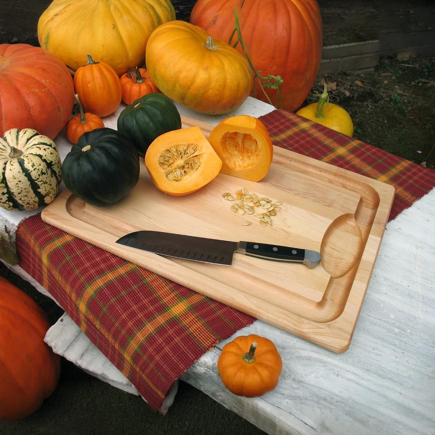 J.K. Adams Farmhouse Carving Board w/ Juice Groove, 14" x 20" | Maple Wood Kitchen Cutting Board for Food Prep and Chopping