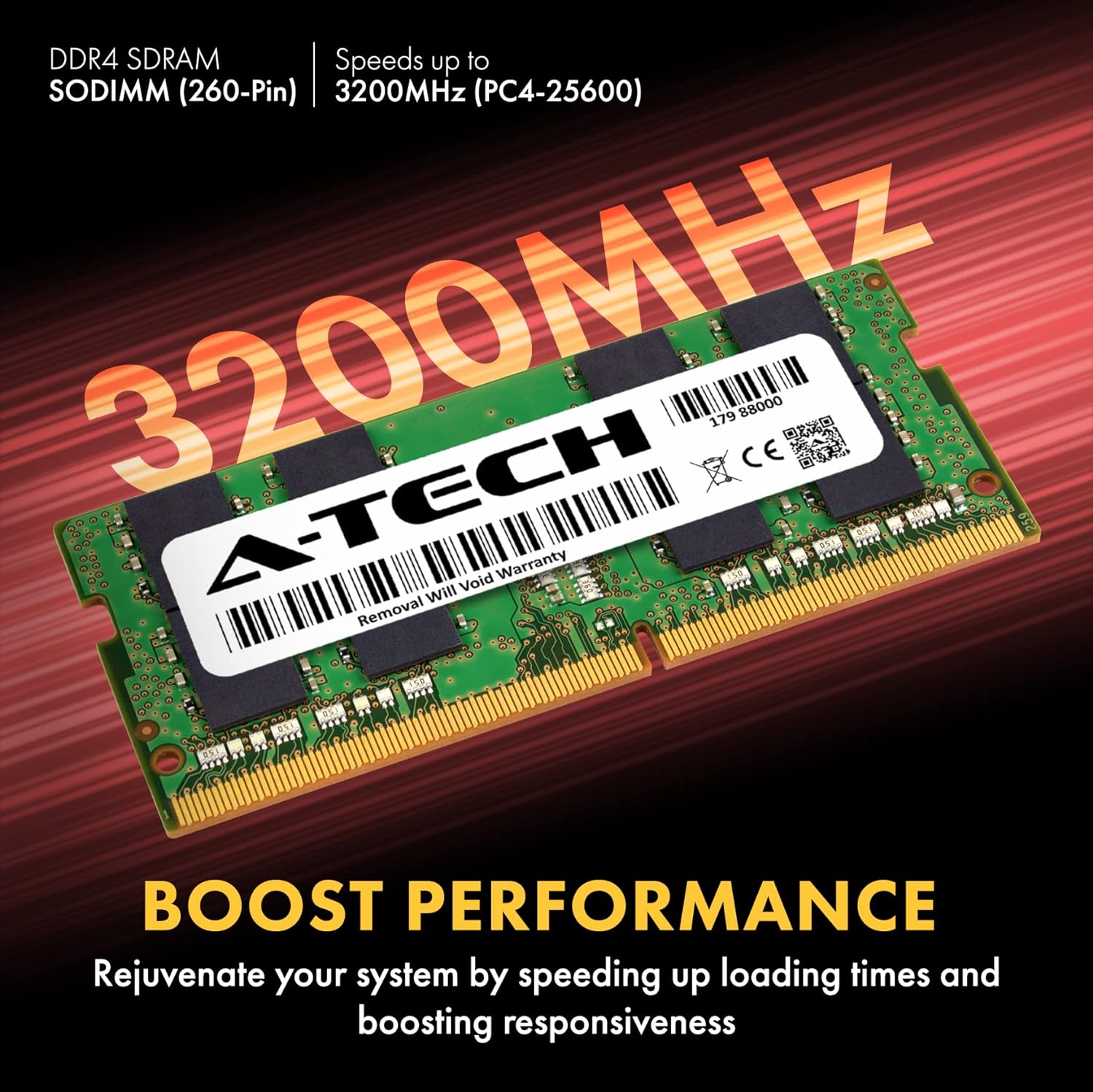 A-Tech 8GB DDR4 3200 MHz SODIMM PC4-25600 (PC4-3200AA) CL22 Non-ECC Laptop RAM Memory Module