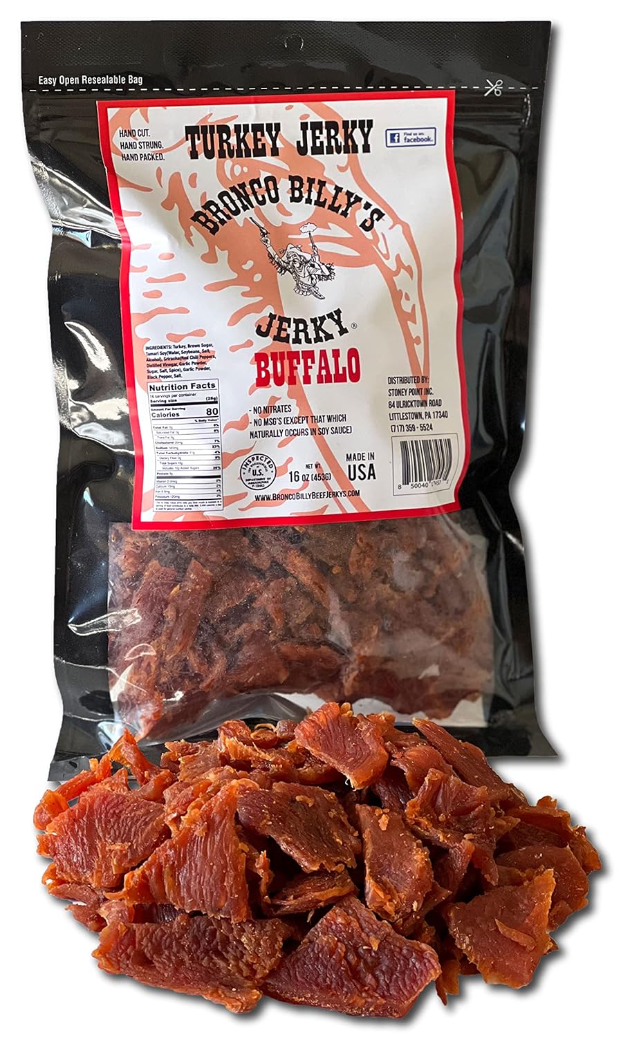 Bronco Billy's Beef Jerky Hickory Smoked Old Country Half Pound Resealable Bag