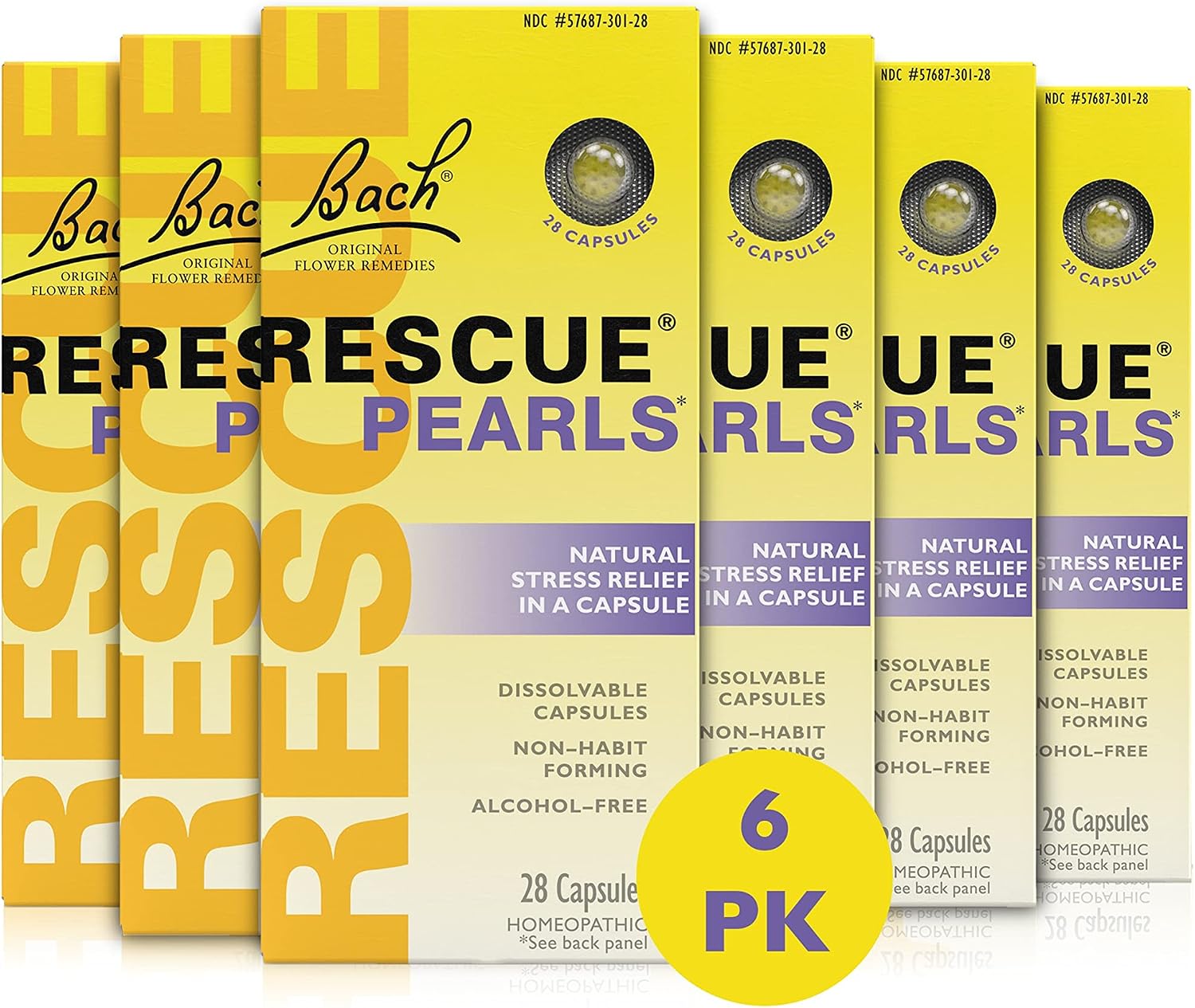 Bach RESCUE PEARLS, Natural Orange Vanilla Flavor, Natural Stress Relief, Homeopathic Flower Essence, Quick-Dissolve, Gluten & Sugar-Free, 28 Count