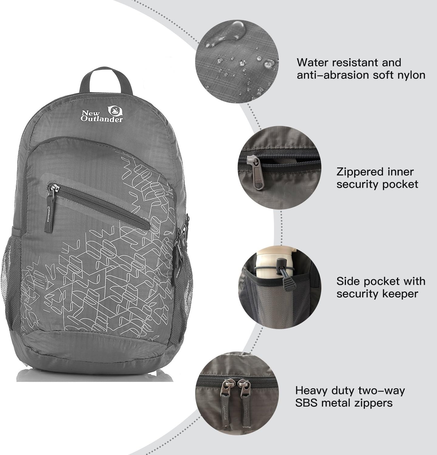 Packable Handy Lightweight Travel Hiking Backpack Daypack-Orange
