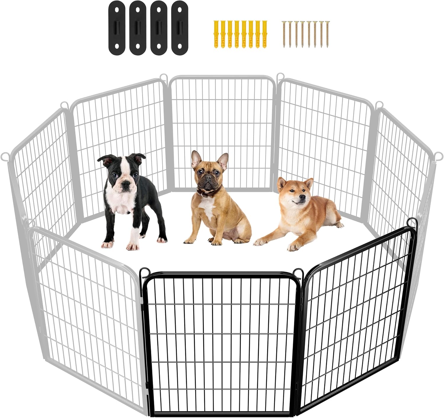 Yaheetech Dog Playpen 24in 16 Panels Pet Fence for Indoor Yard RV Camping | Easy Setup, Heavy Duty Rustproof Frame with Secure Latch Door, DIY Layouts,Foldable Storage, for Puppies & Small Dogs