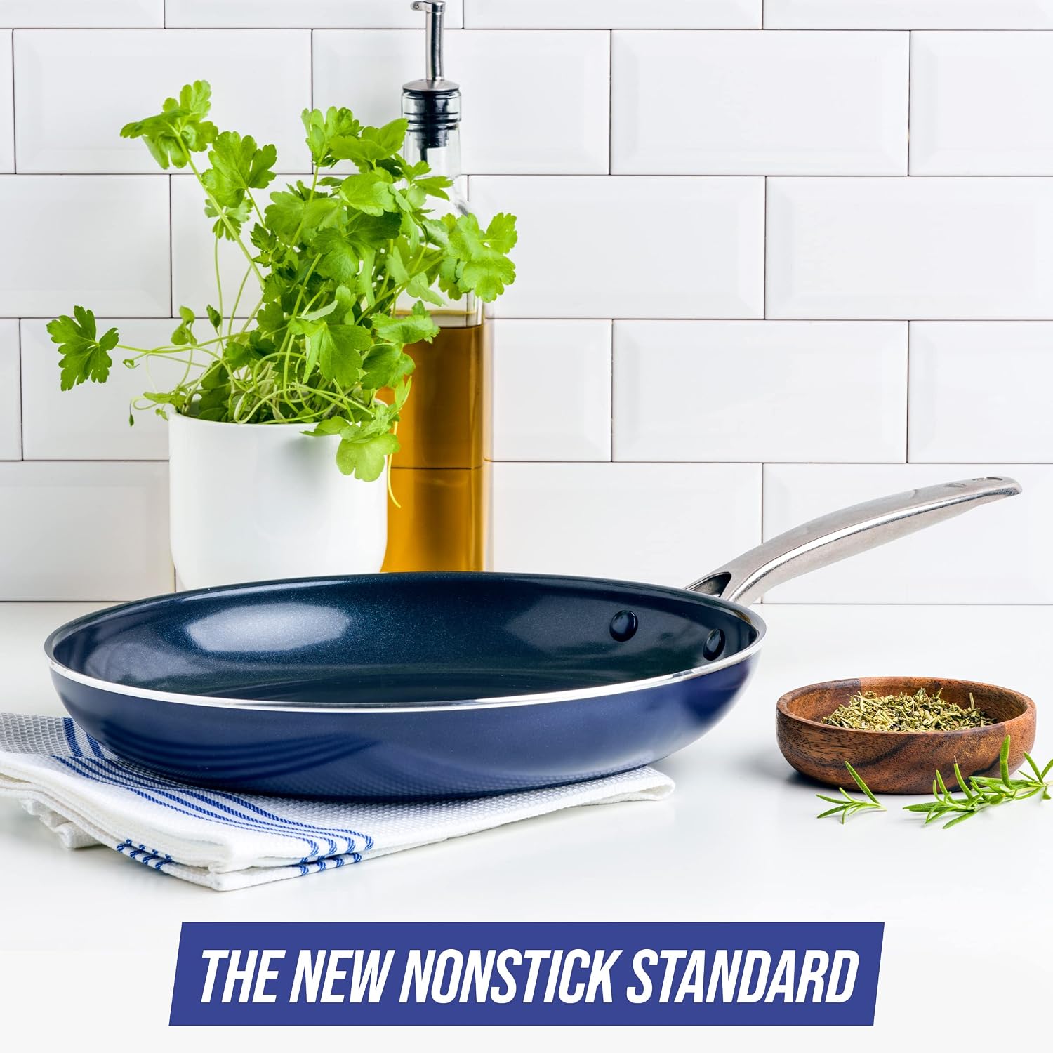 Blue Diamond Cookware Diamond Infused Ceramic Nonstick 8" Frying Pan Skillet, Induction, PFAS-Free, Dishwasher Safe, Oven Safe, Blue
