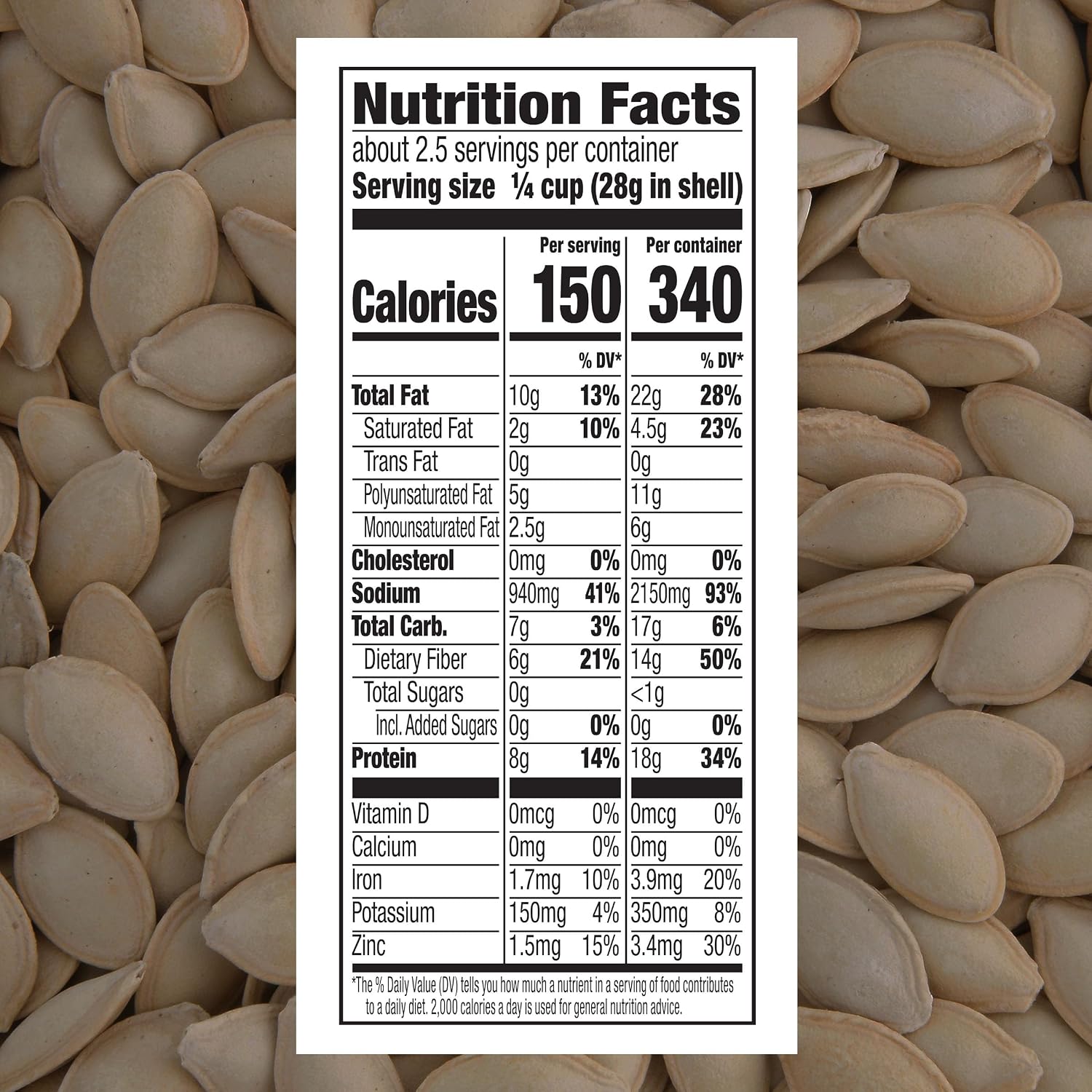 DAVID Roasted and Salted All Natural Pumpkin Seeds, 2.25oz.