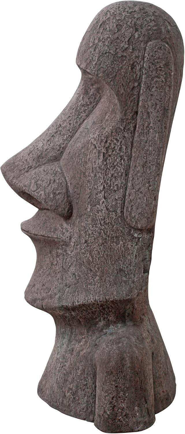 Design Toscano Easter Island Ahu Akivi Moai Monolith Garden Statue, Extra Large, 32 Inch, Cast Stone Resin, Grey Stone