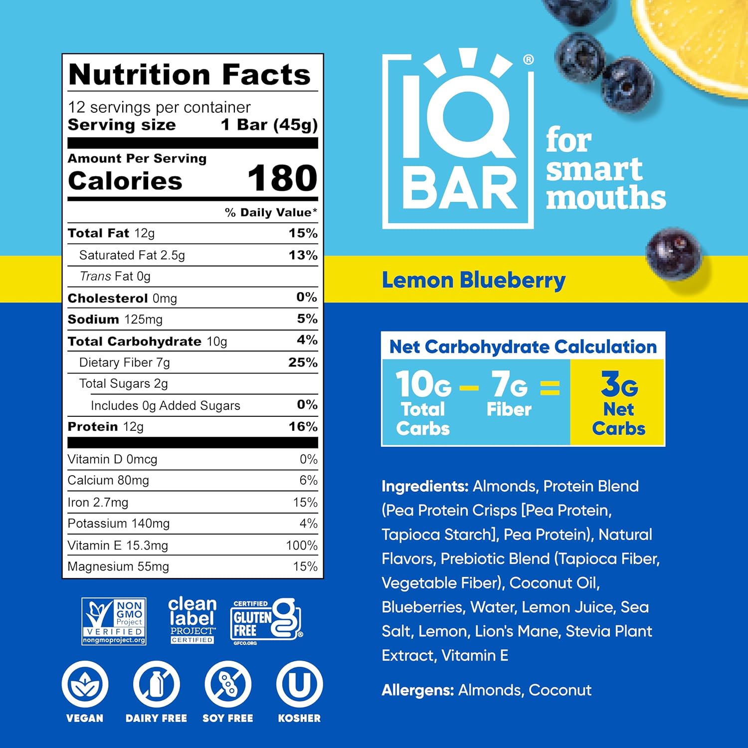 IQBAR Clean Protein Bars, Low Sugar Keto, Banana Nut 12-Count