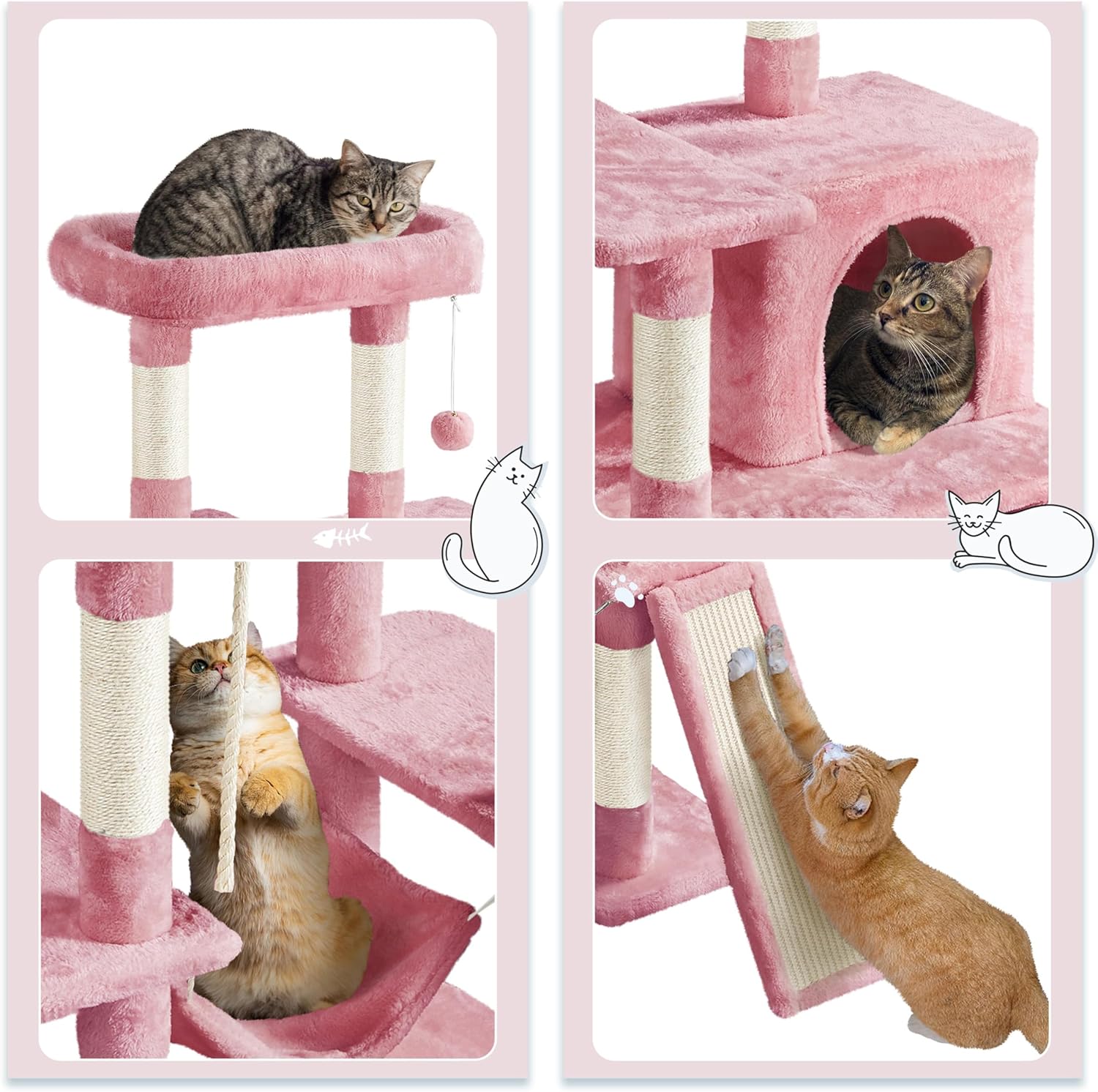 Yaheetech 63in Sturdy Large Cat Tree for Indoor Heavy Cats, Tall Tower