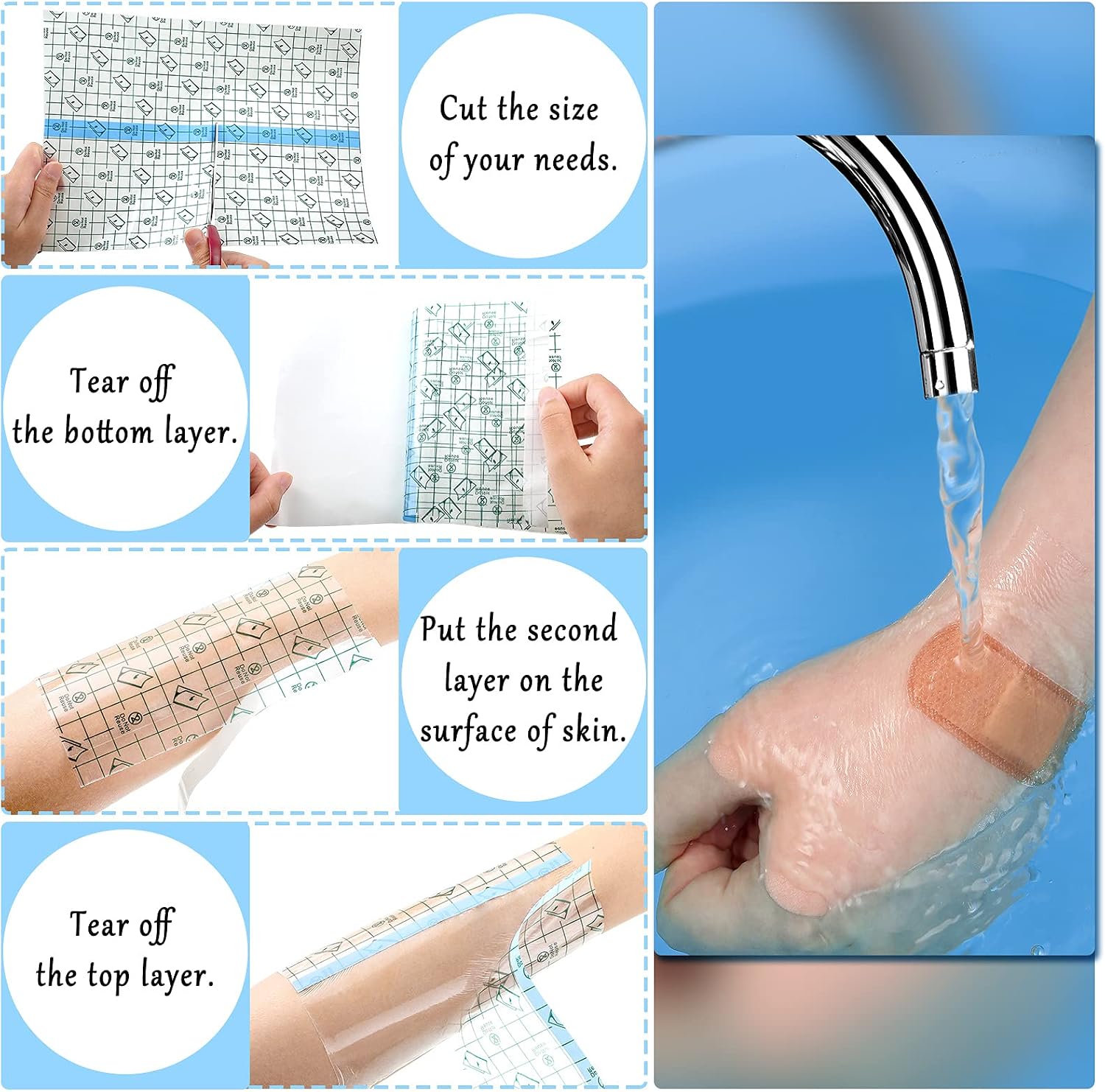 BBTO Transparent Waterproof Adhesive Dressing Bandage Tape, 6 x 197 Inch