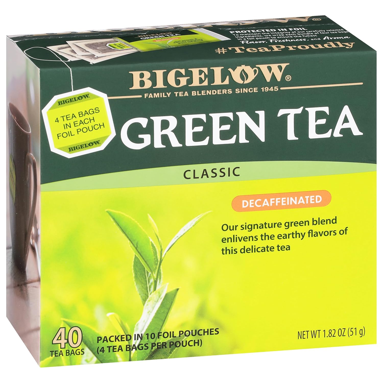 Bigelow Tea Classic Green Tea Bags, 40 Count (Pack of 6)