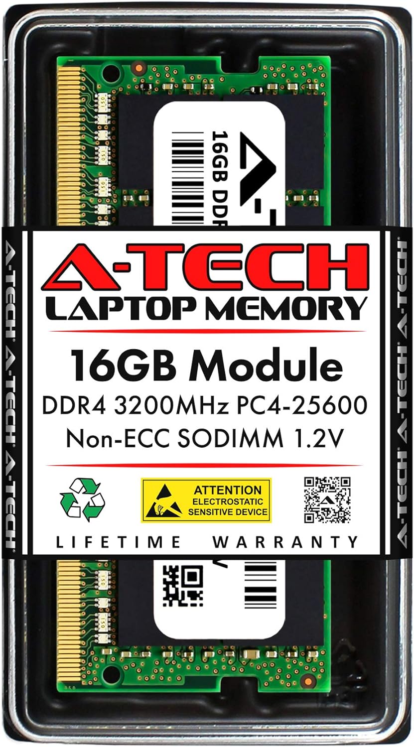 A-Tech 8GB DDR4 3200 MHz SODIMM PC4-25600 (PC4-3200AA) CL22 Non-ECC Laptop RAM Memory Module