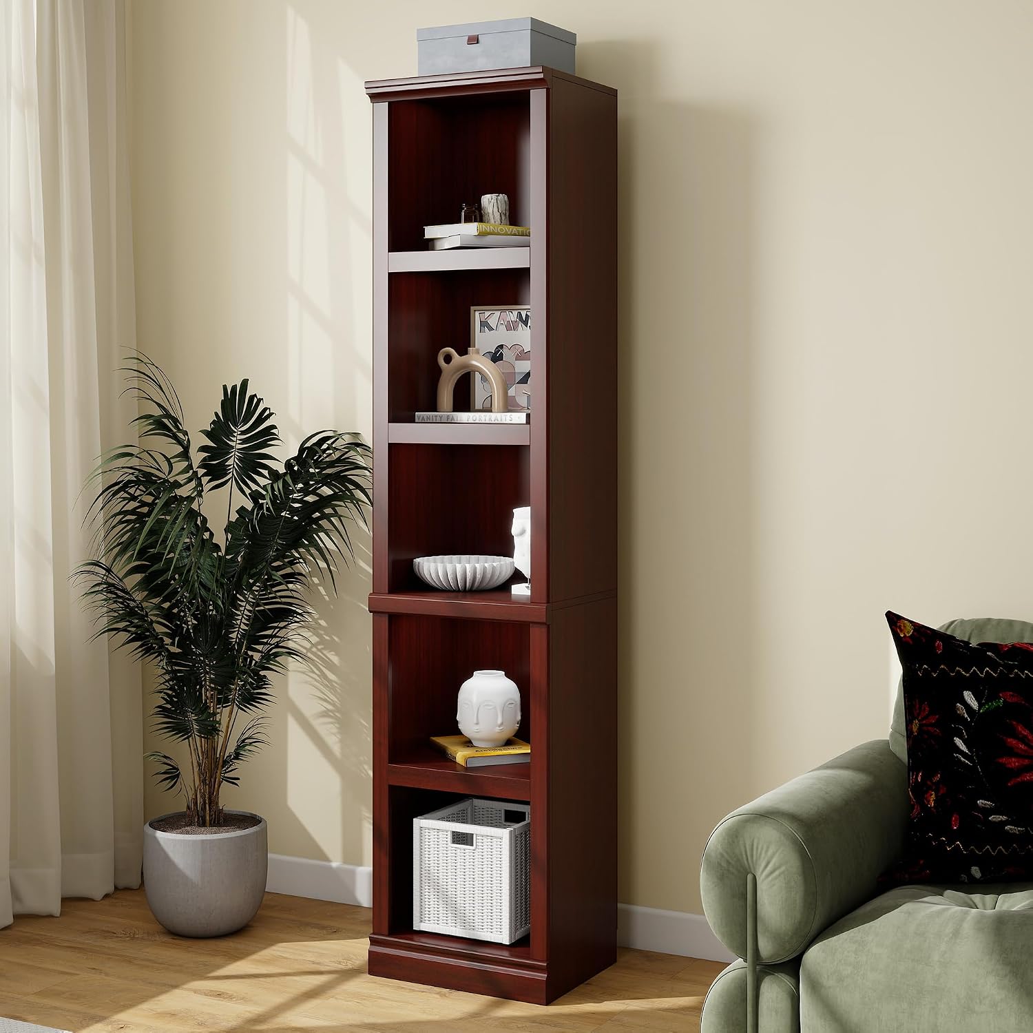 Bevfint 72" Tall Bookcase, White Large Floor Standing Bookshelf for Hallway | 5 Tier Shelves Open Storage Organizer with Anti Tipping Device, Book Case for Living Room Kitchen Home Office Bedroom