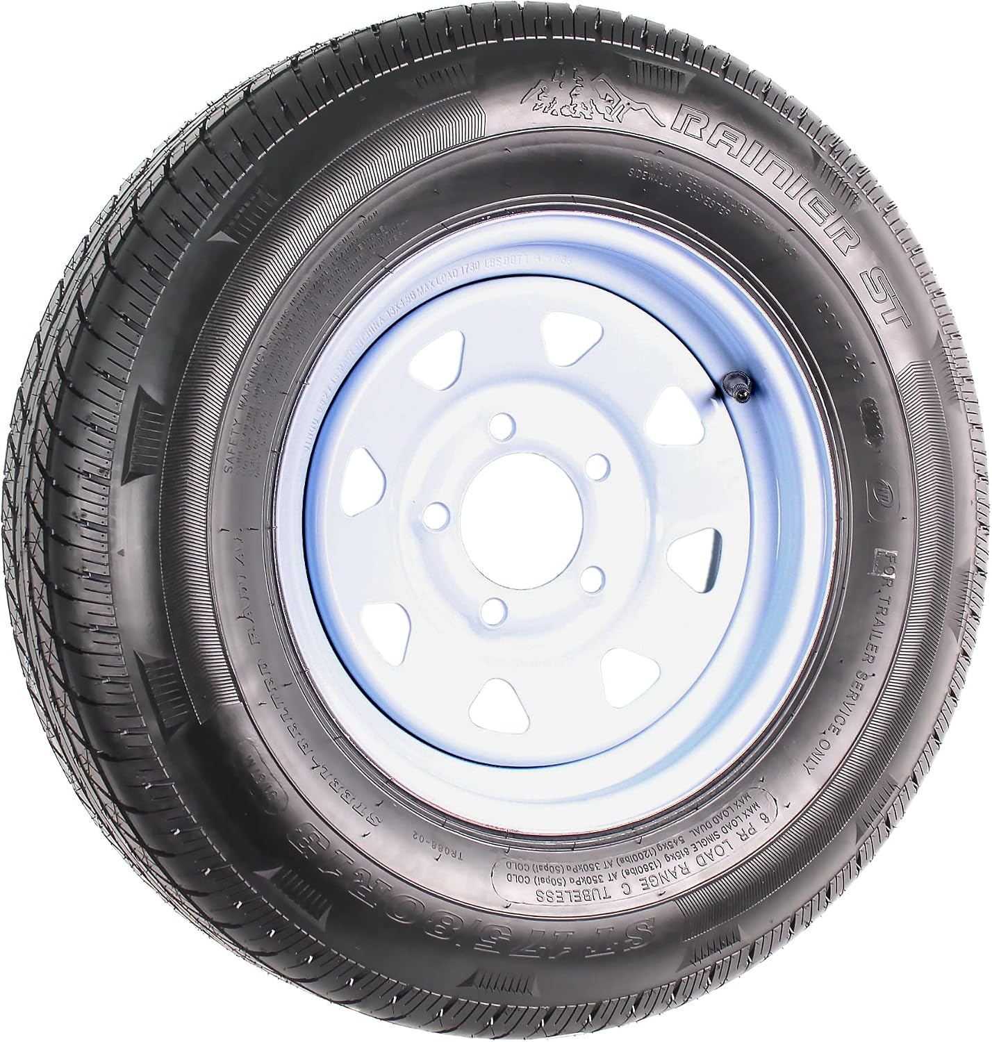 eCustomrim 2-Pack Radial Trailer Tire Rim Assembly ST175/80R13 5 Lug White | Spoke Wheel, 5 Lug on 4.5 Inch Center Bolt Pattern