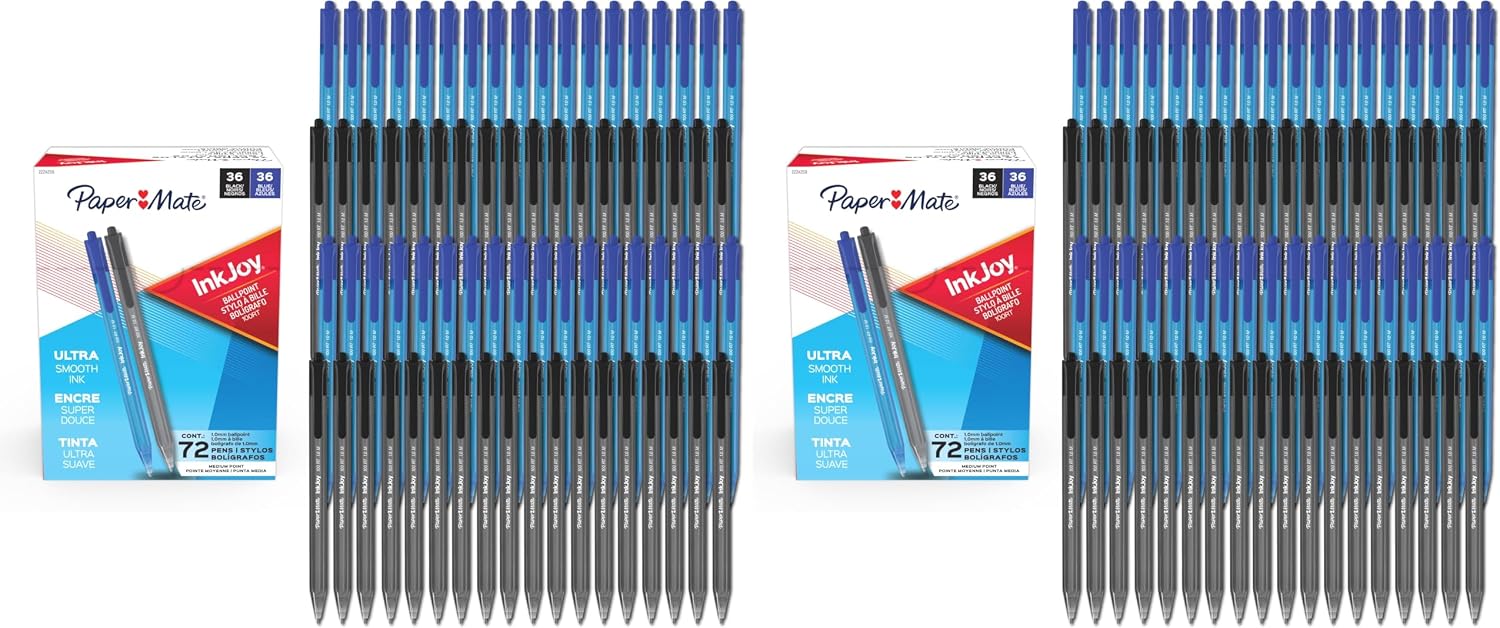 Paper Mate InkJoy 100RT Retractable Ballpoint Pens, Medium Point (1.0mm), 20 Count - Teacher Essentials, Colorful Office Supplies, Note-Taking, Back to School