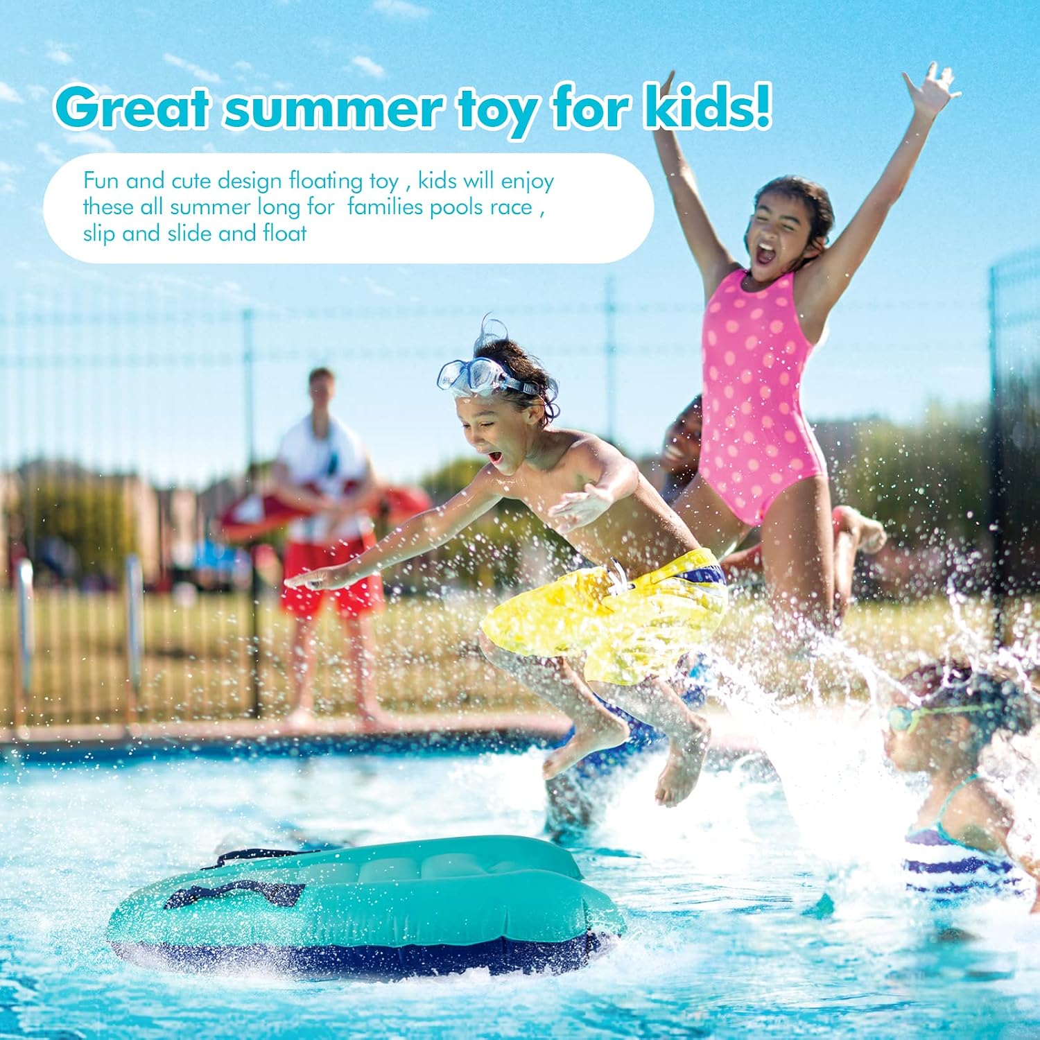 Inflatable Boogy Boards for Beach Travel Toys, 30” Cavas Slip Slide Water Park Body Surfing Board with Handles