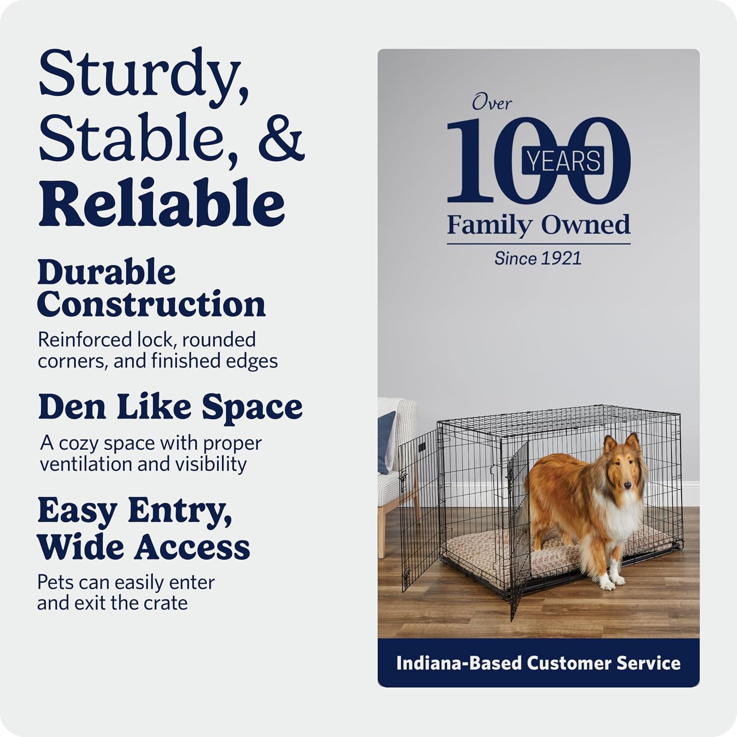 MidWest Homes for Pets 48-Inch iCrate for Extra-Large Breeds, 90-110 lbs, Single Door Folding Dog Crate with Divider Panel, Leak-Proof Tray & Secure Latches, Portable, Durable & Easy to Assemble