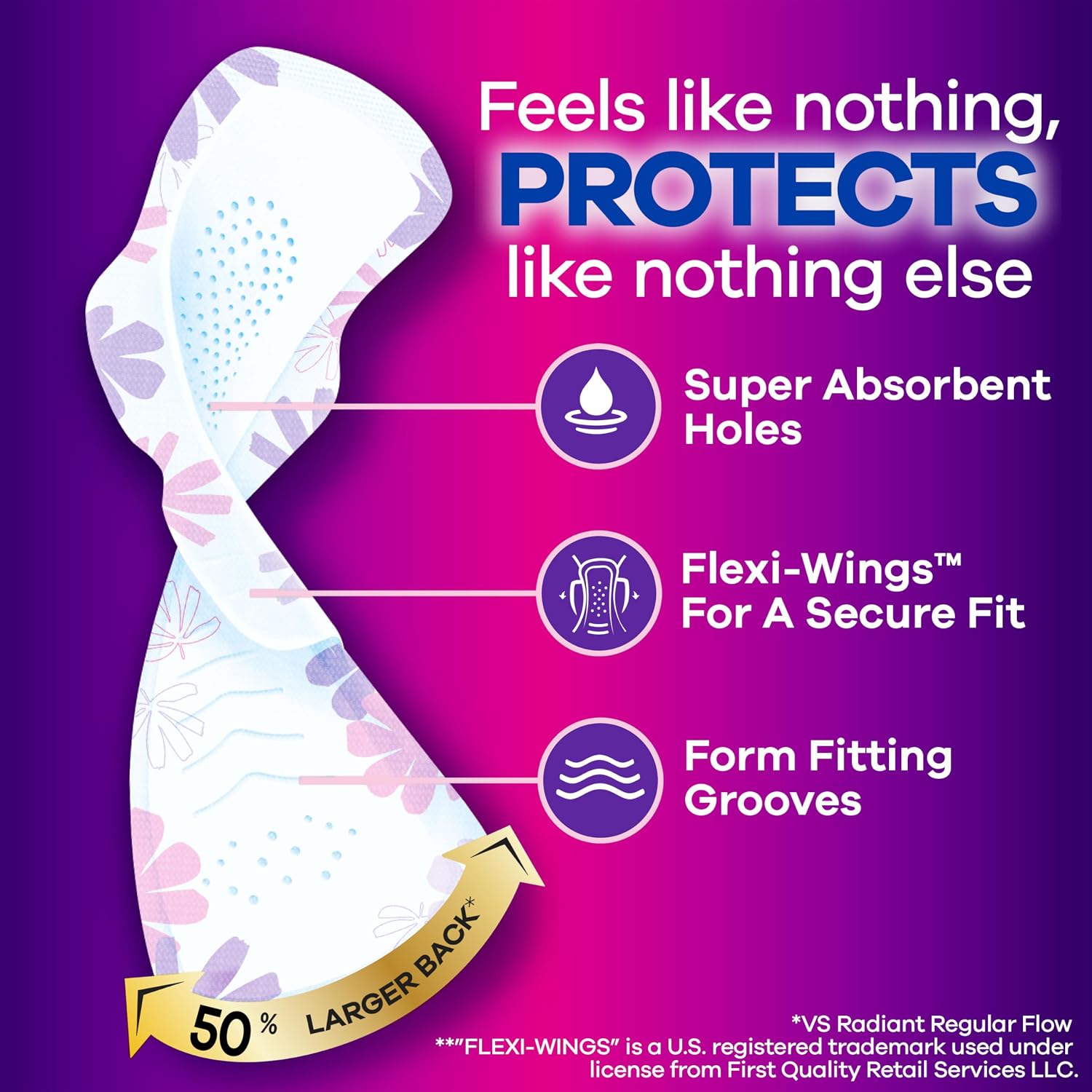 Always Radiant Feminine Pads for Women, Flexfoam Pads with Wings, Size 4, Overnight Absorbency, Lightly Scented, 60 Count (3 Packs of 20)