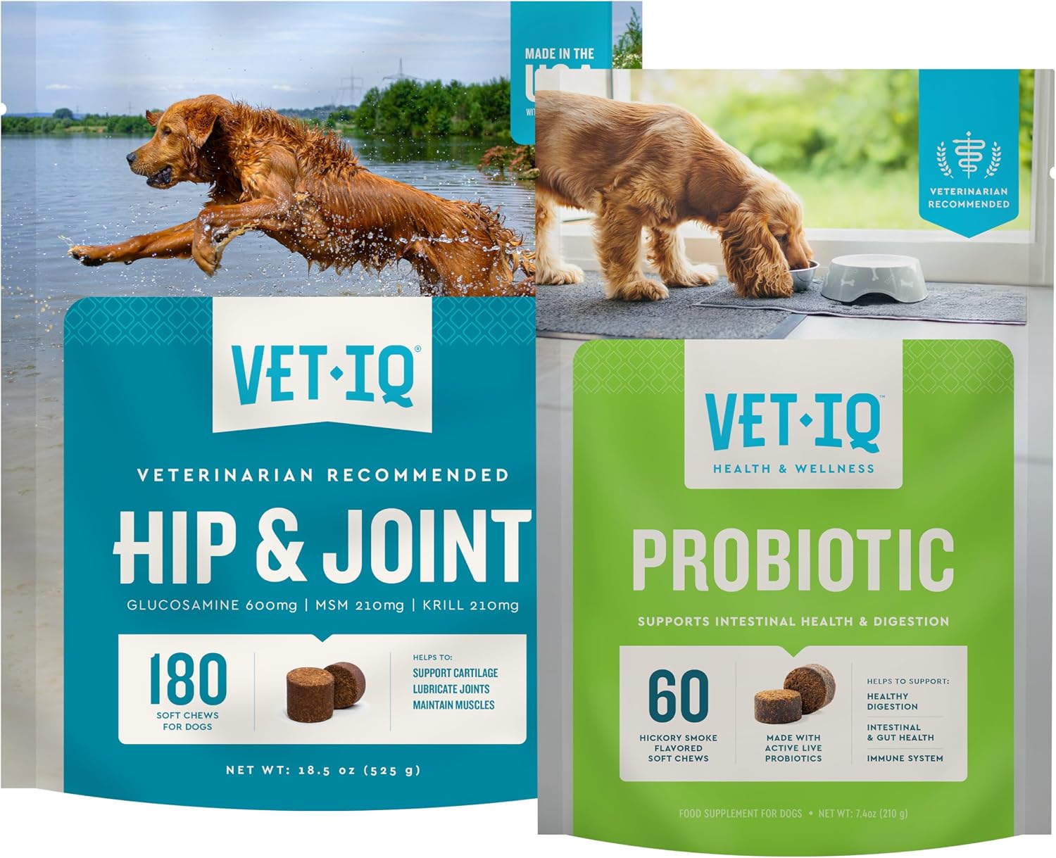VetIQ Glucosamine Hip & Joint Supplement for Dogs, 180 Soft Chews, Joint Support Supplement with MSM and Krill, Dog Health Supplies Large & Small Breed, Chicken Flavored Chewables | Supports mobility for large & small breeds; glucosamine, MSM & krill oil…