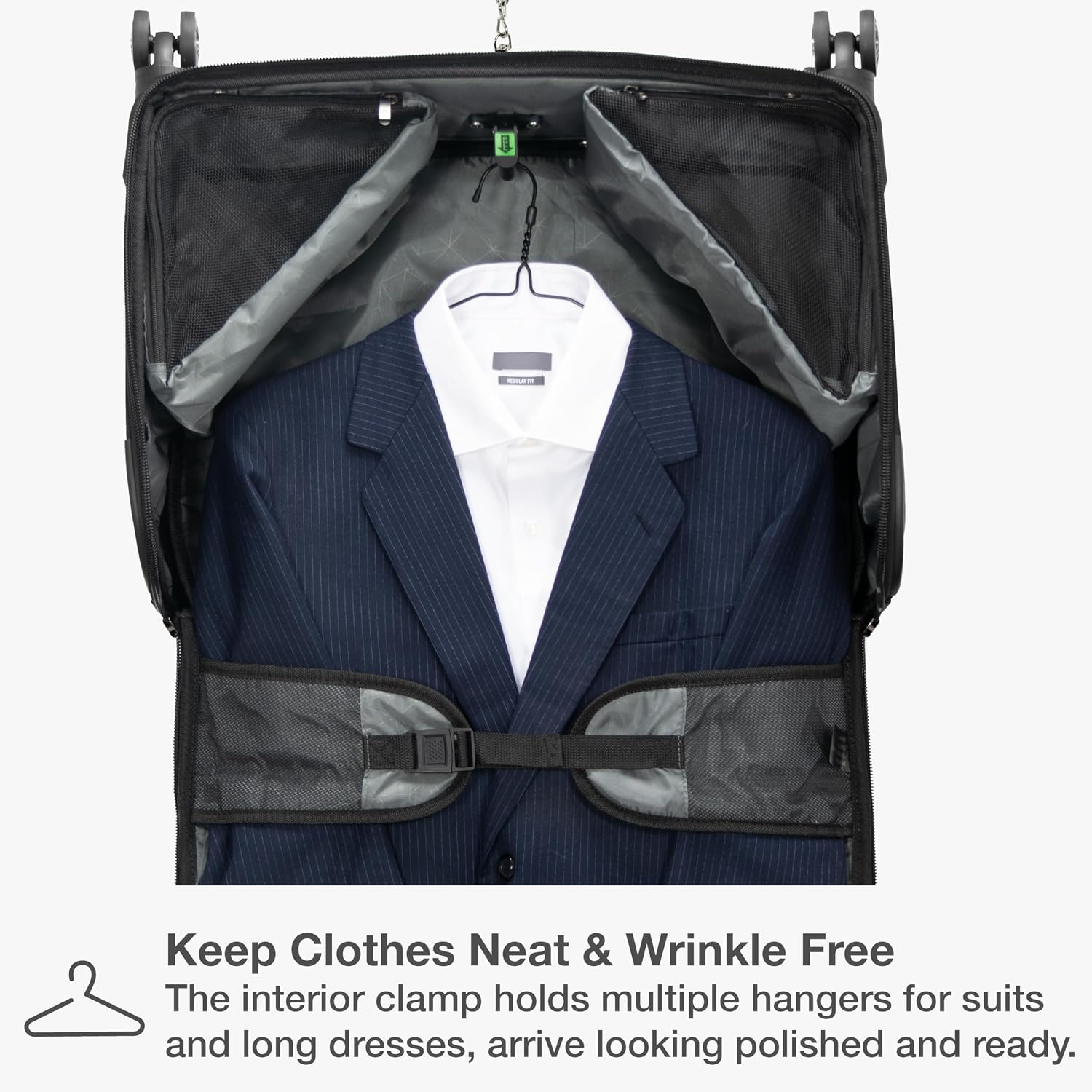 Traveler's Choice Carry-On Softside 8-Wheeled Spinner Garment Bag Luggage, Black, 21-Inch